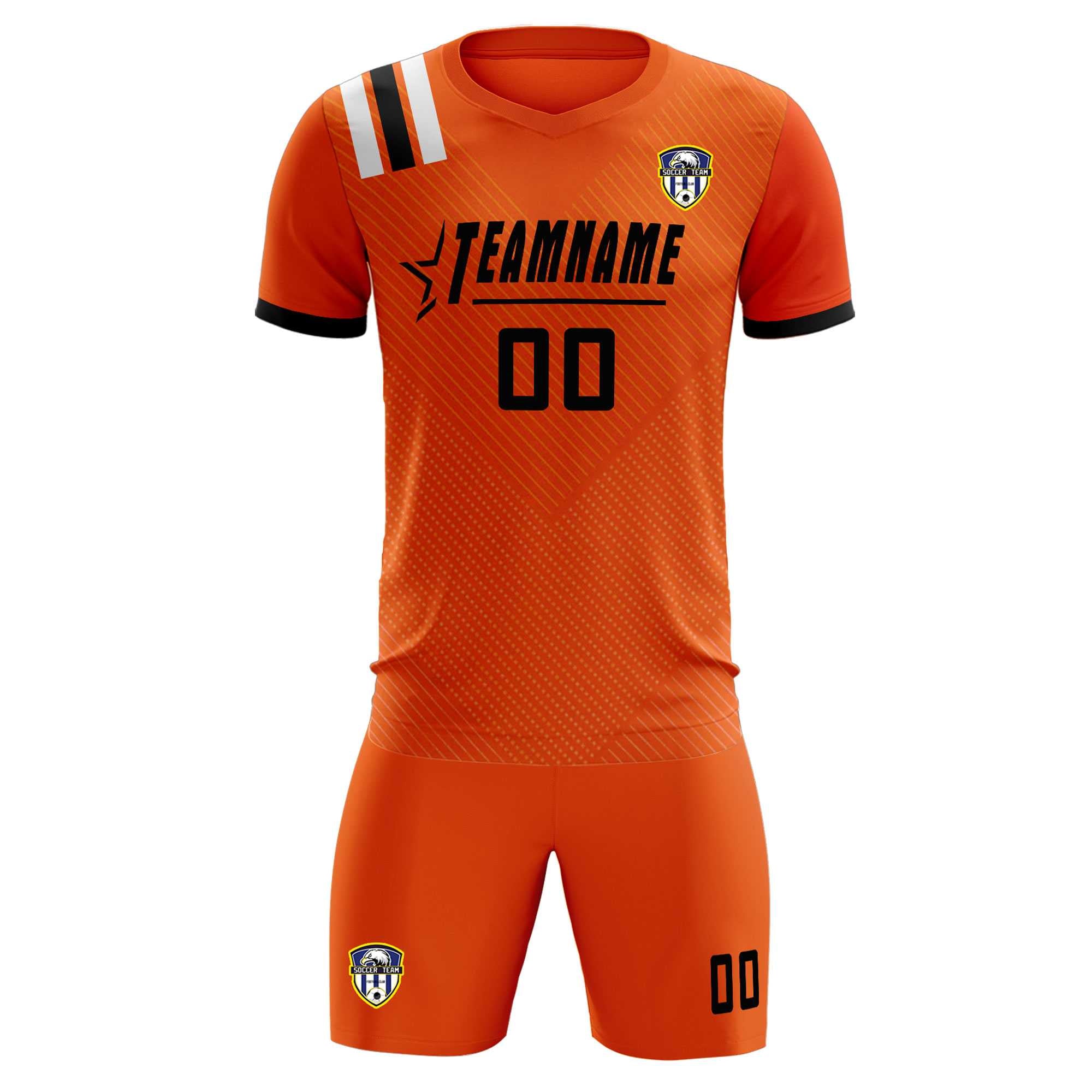 Custom Orange Striped Sportswear Soccer Tops/Sets Jersey For Adults