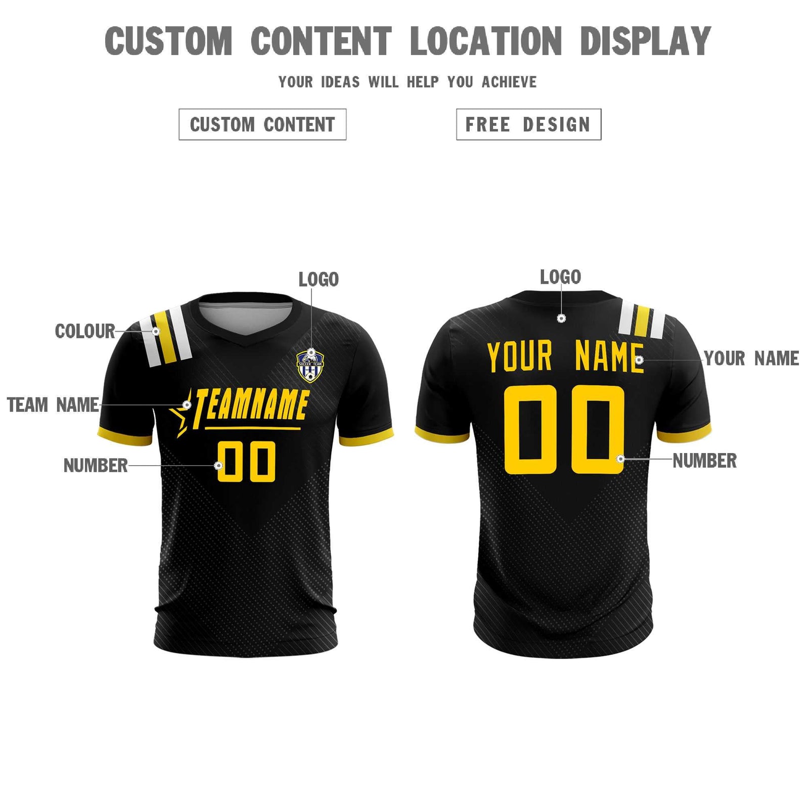 Custom Black Striped Sportswear Soccer Tops/Sets Jersey For Adults