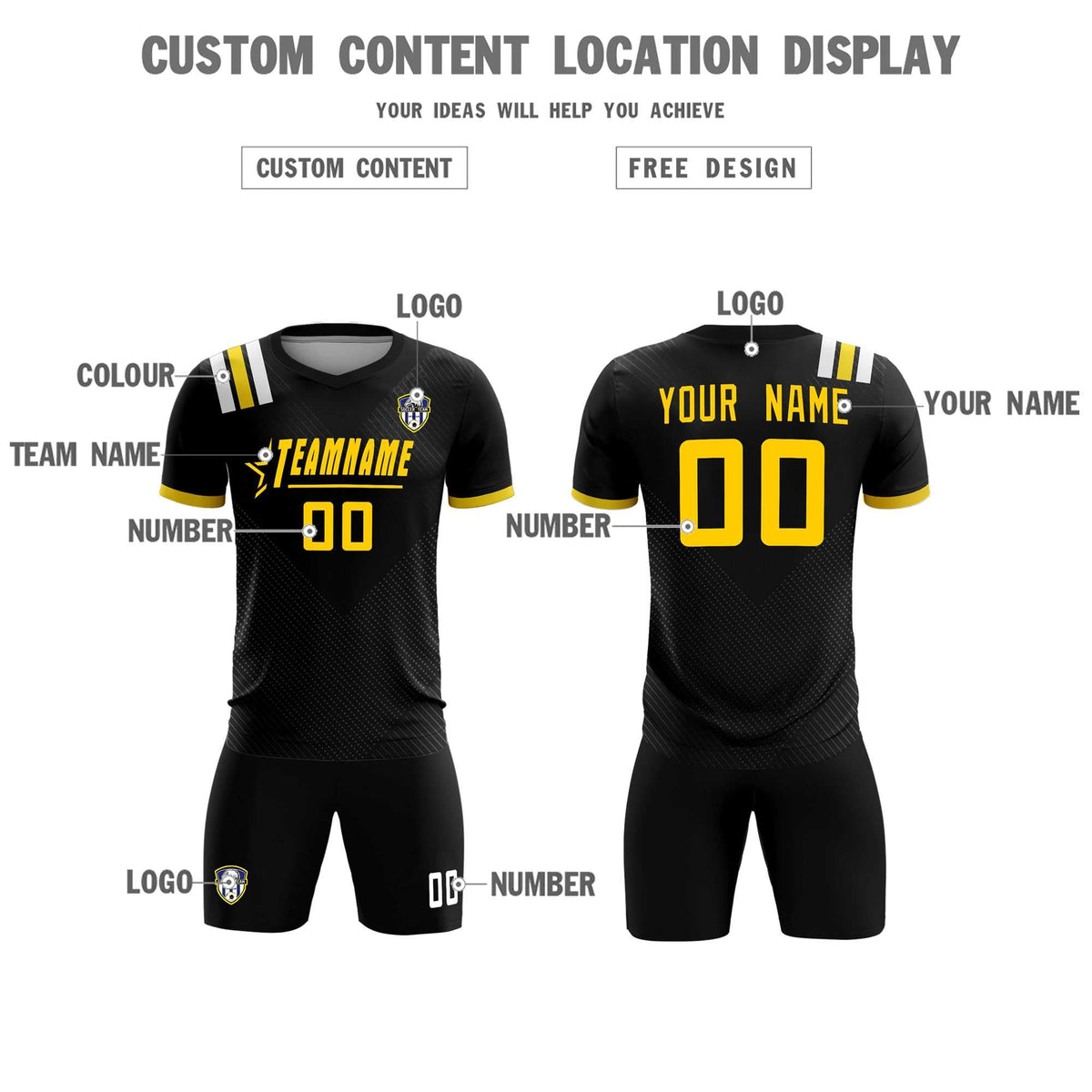 Custom Black Striped Sportswear Soccer Tops/Sets Jersey For Adults