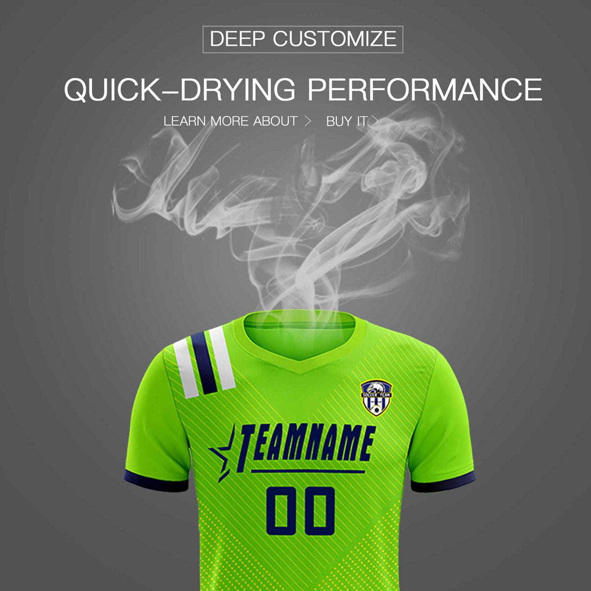 Custom Neon Green Striped Sportswear Soccer Tops/Sets Jersey For Adults