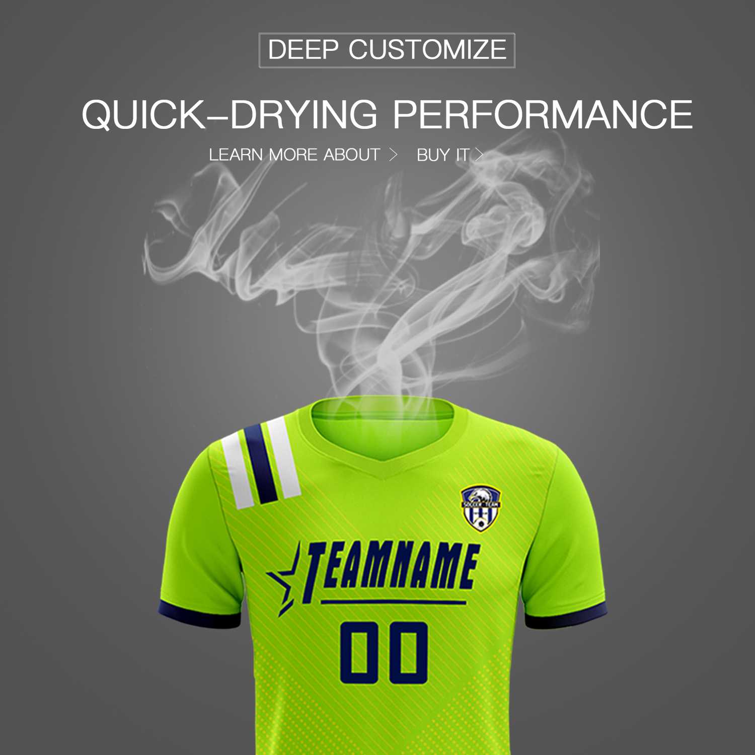 Custom Neon Green Striped Sportswear Soccer Tops/Sets Jersey For Adults