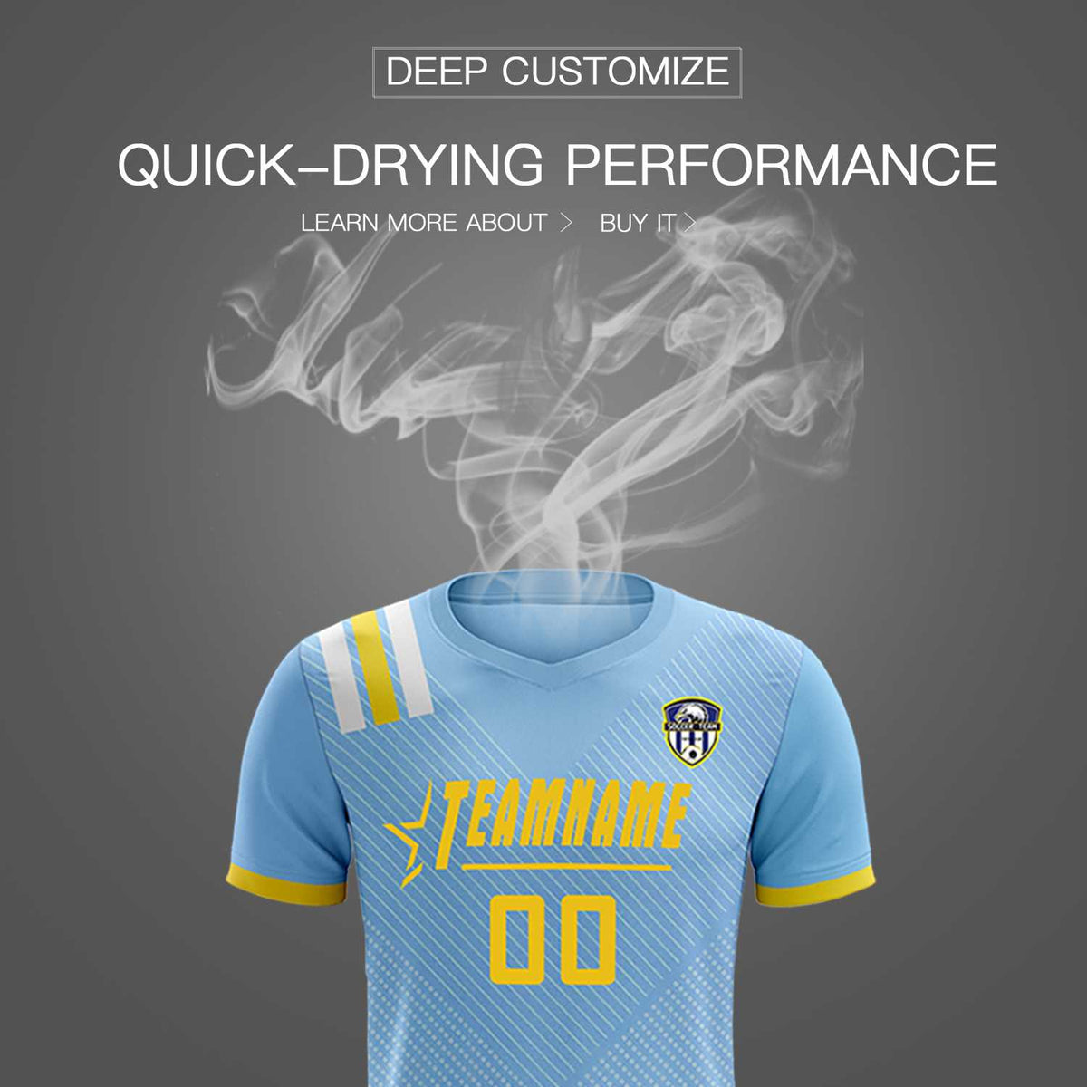 Custom Light Blue Striped Sportswear Soccer Tops/Sets Jersey For Adults