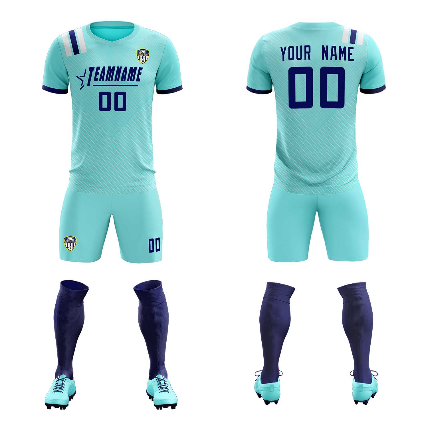 Custom Sky Blue Striped Sportswear Soccer Tops/Sets Jersey For Adults