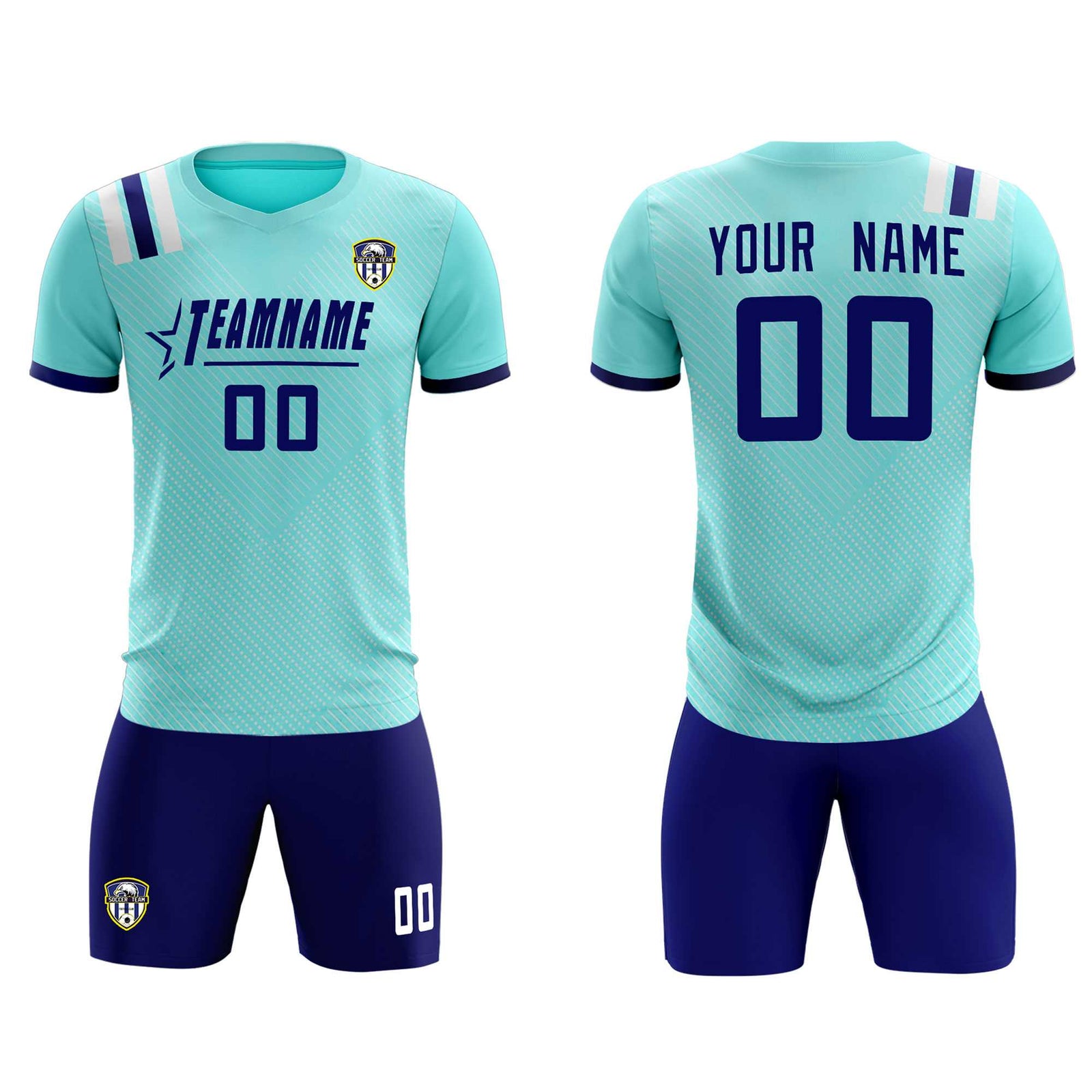 Custom Sky Blue Striped Sportswear Soccer Tops/Sets Jersey For Adults