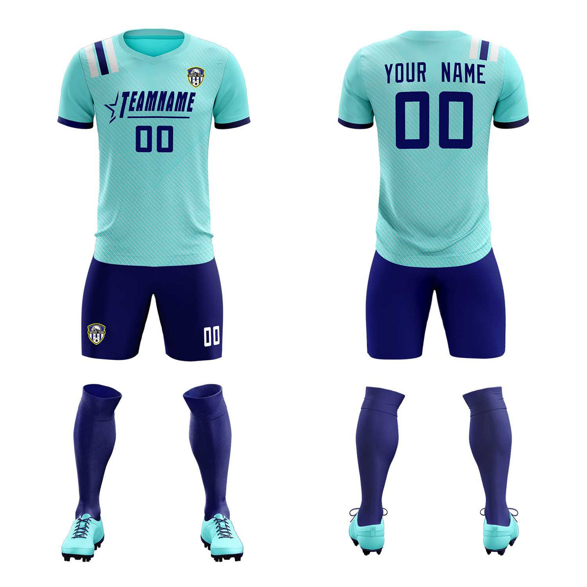 Custom Sky Blue Striped Sportswear Soccer Tops/Sets Jersey For Adults