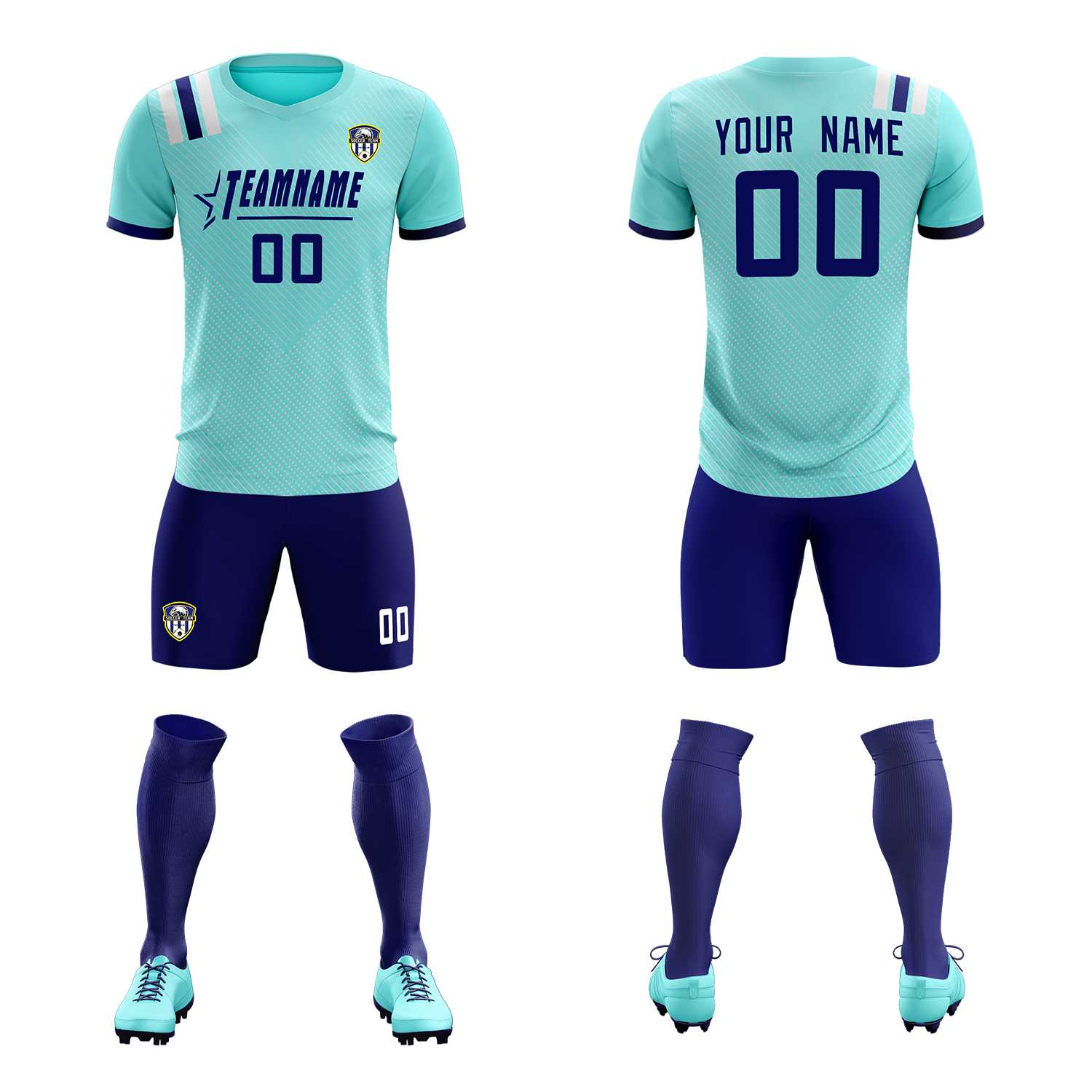 Custom Sky Blue Striped Sportswear Soccer Tops/Sets Jersey For Adults