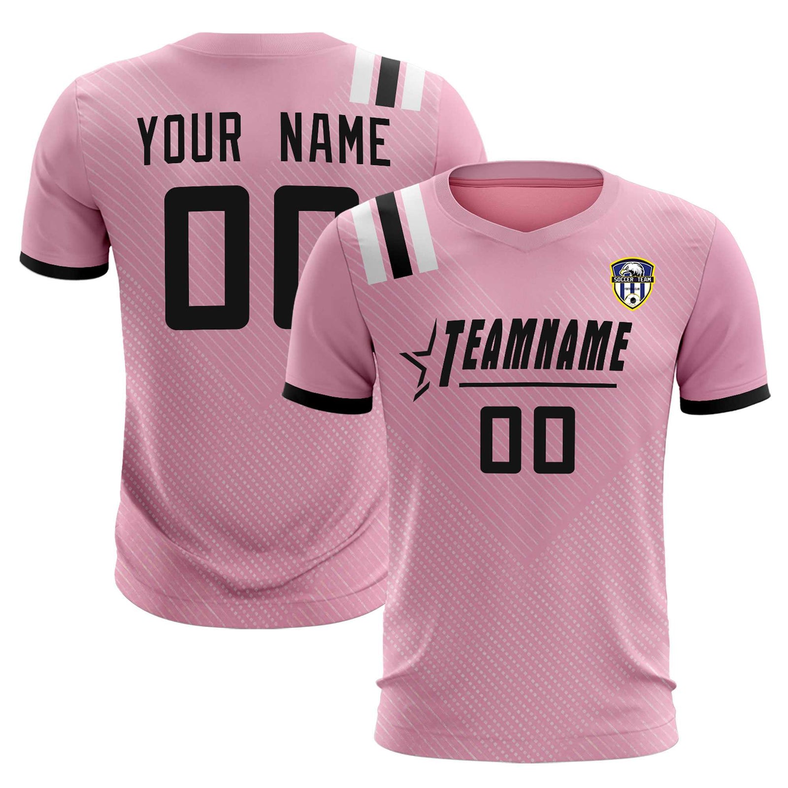 Custom Pink Striped Sportswear Soccer Tops/Sets Jersey For Adults