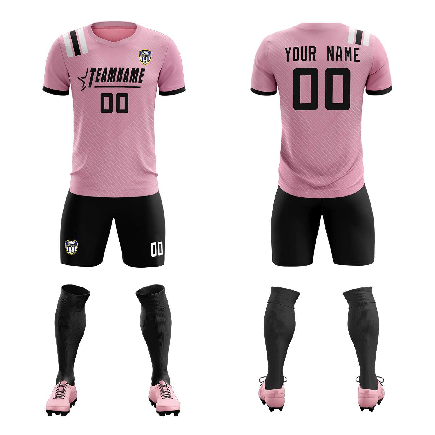 Custom Pink Striped Sportswear Soccer Tops/Sets Jersey For Adults