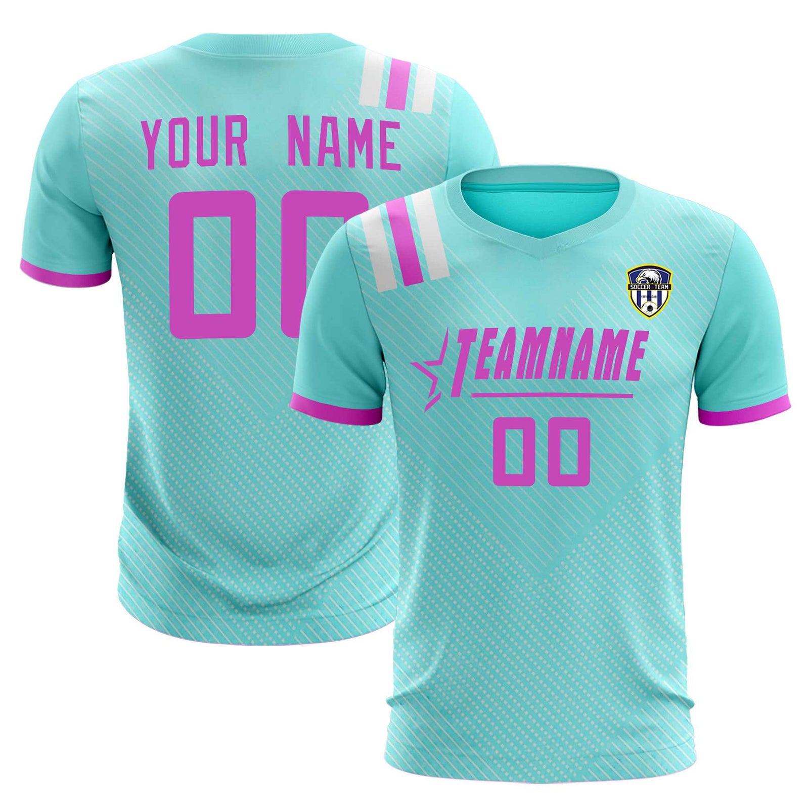 Custom Light Blue Striped Sportswear Soccer Tops/Sets Jersey For Adults