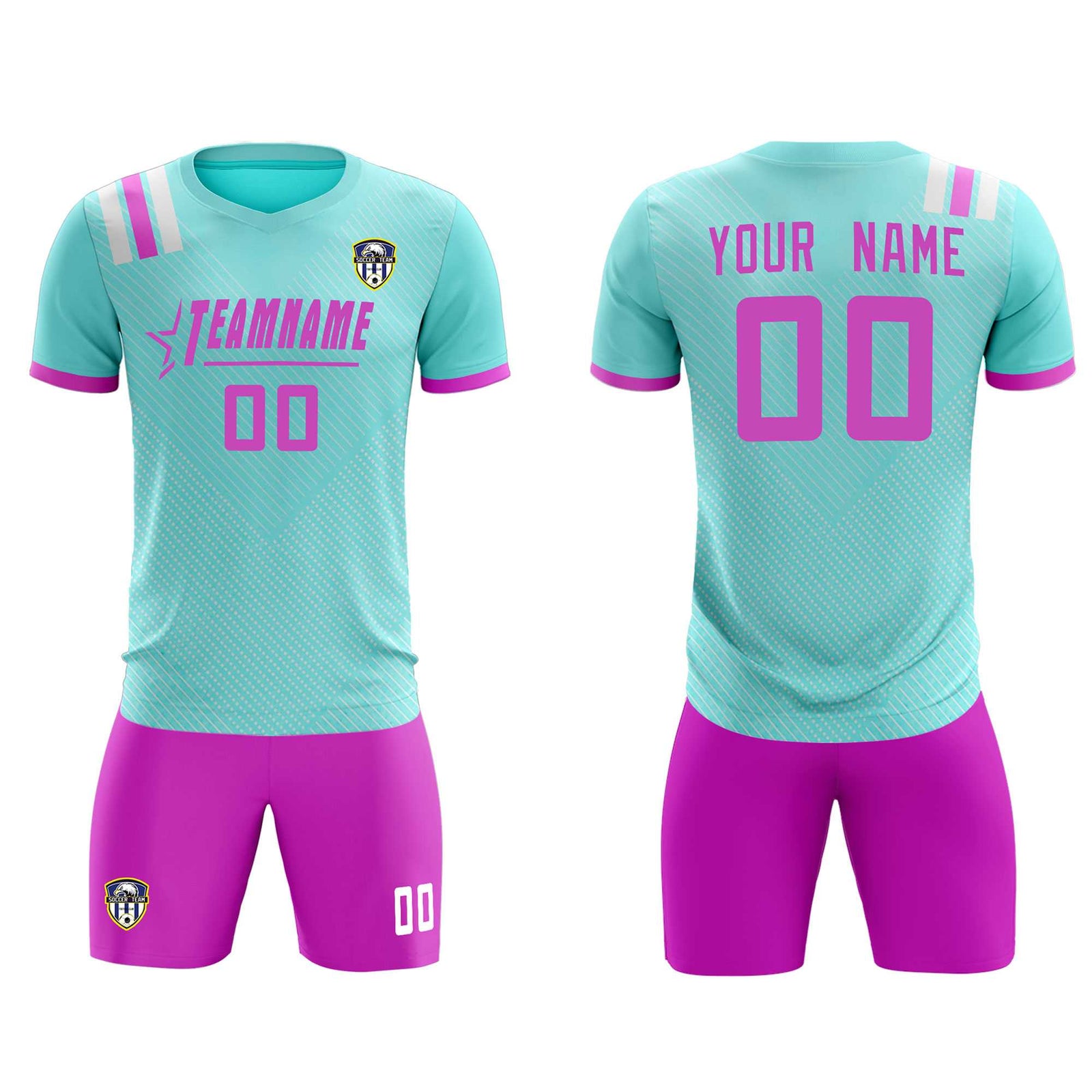 Custom Light Blue Striped Sportswear Soccer Tops/Sets Jersey For Adults