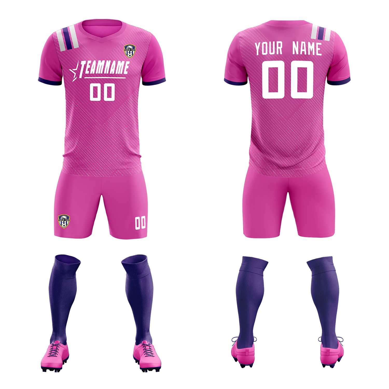 Custom Light Red Striped Sportswear Soccer Tops/Sets Jersey For Adults