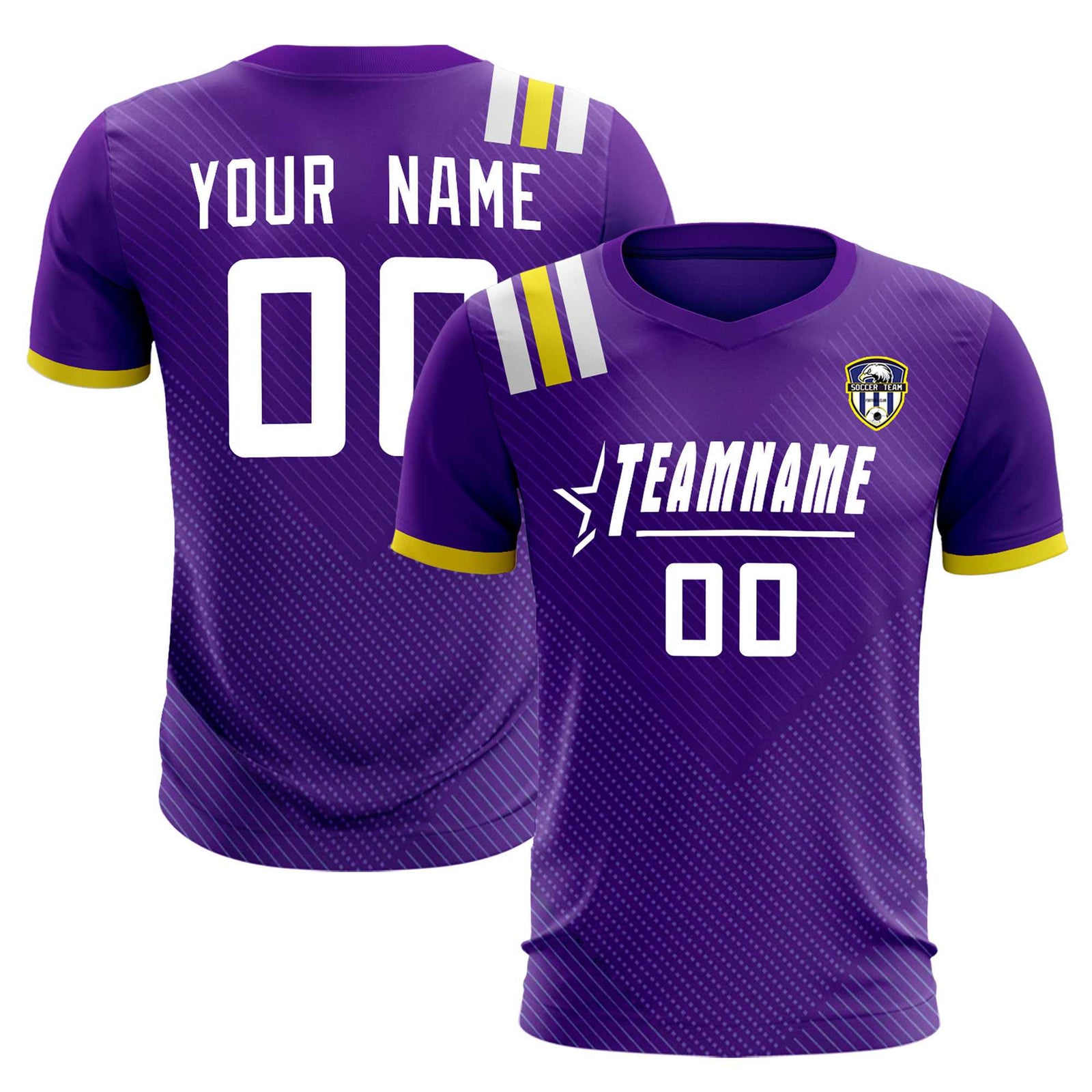 Custom Purple Striped Sportswear Soccer Tops/Sets Jersey For Adults