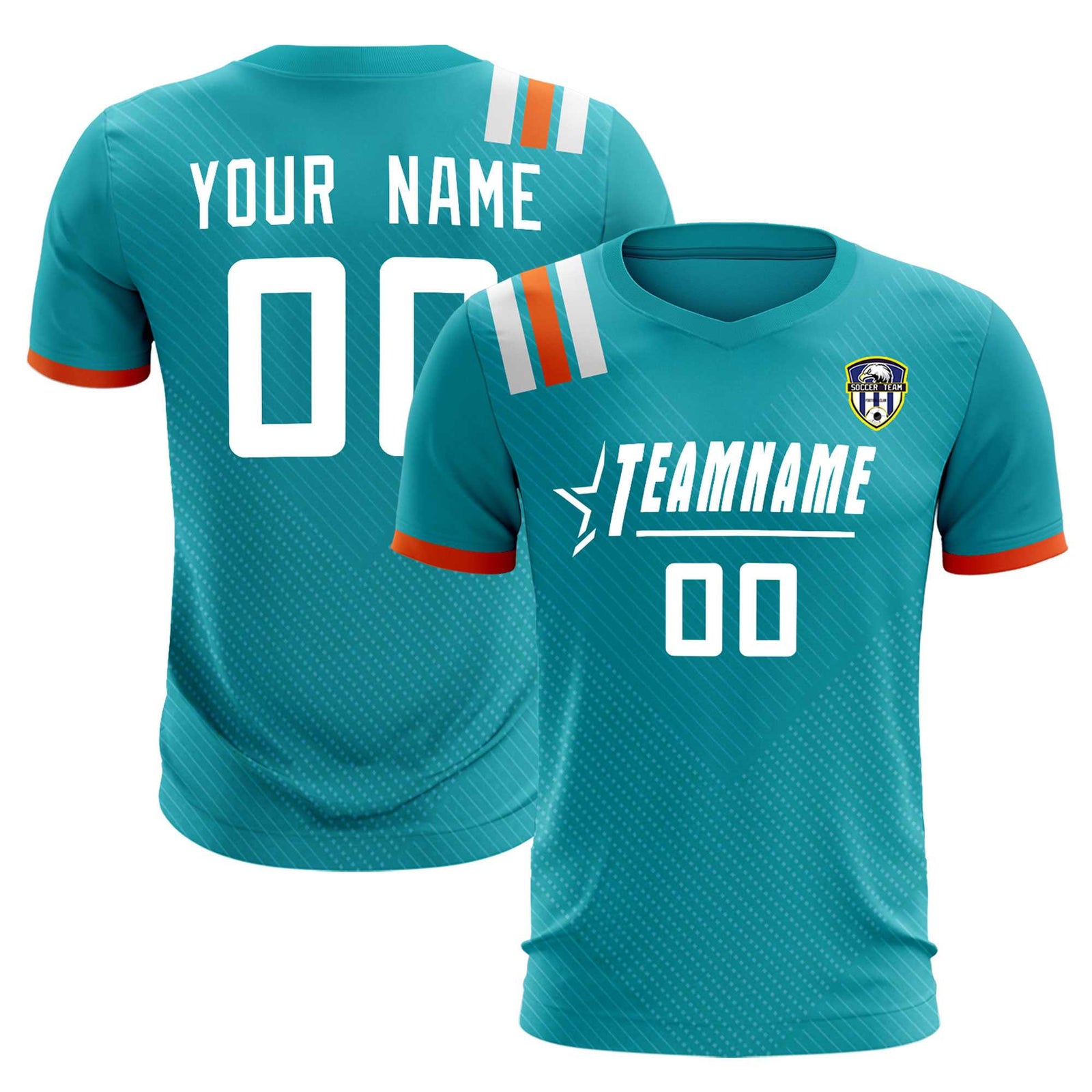 Custom Aqua Striped Sportswear Soccer Tops/Sets Jersey For Adults
