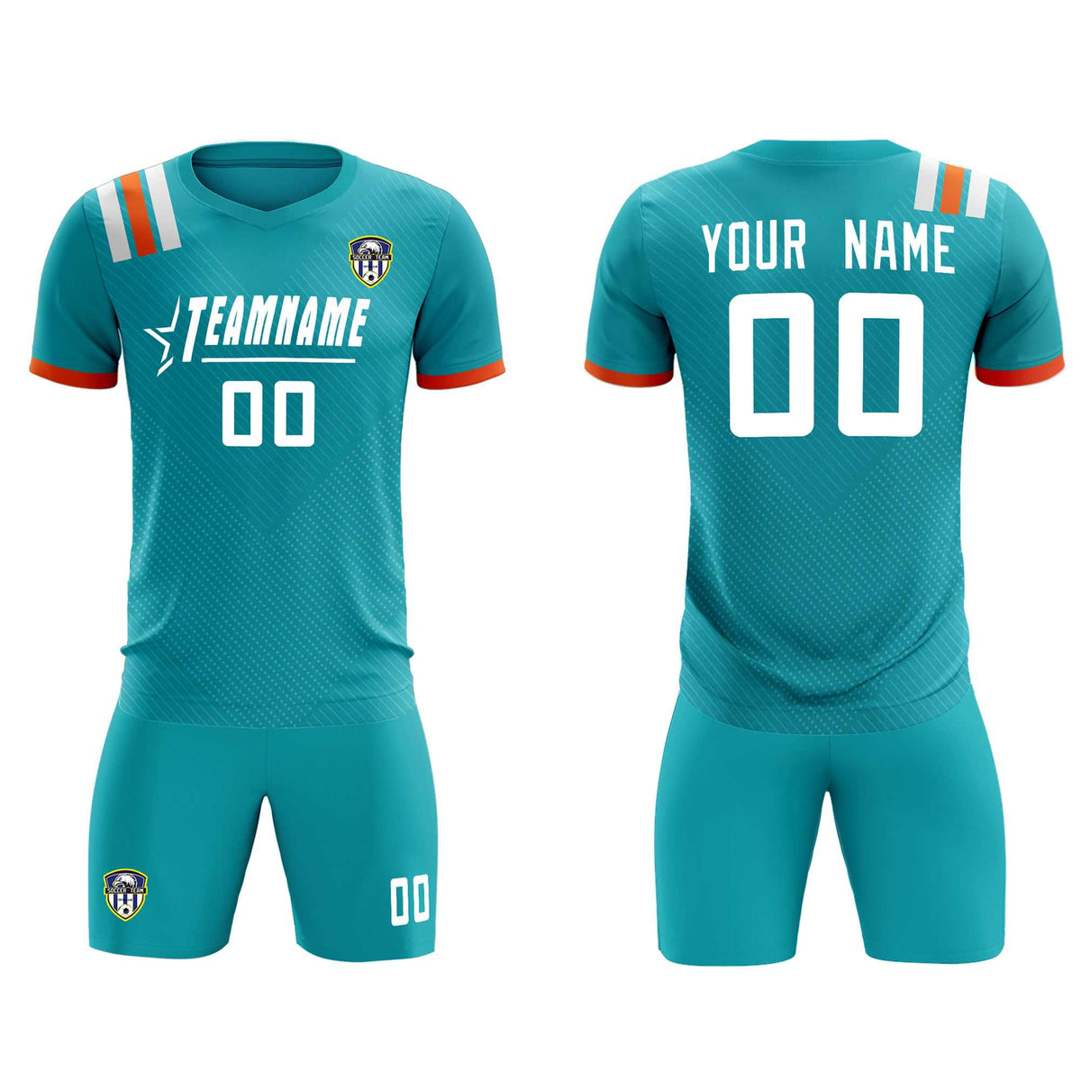 Custom Aqua Striped Sportswear Soccer Tops/Sets Jersey For Adults