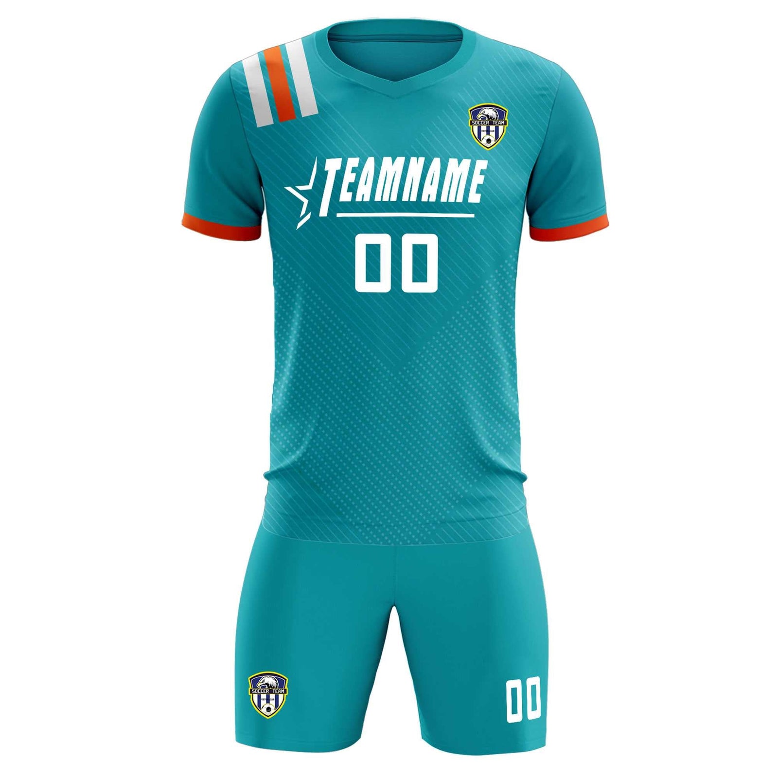 Custom Aqua Striped Sportswear Soccer Tops/Sets Jersey For Adults