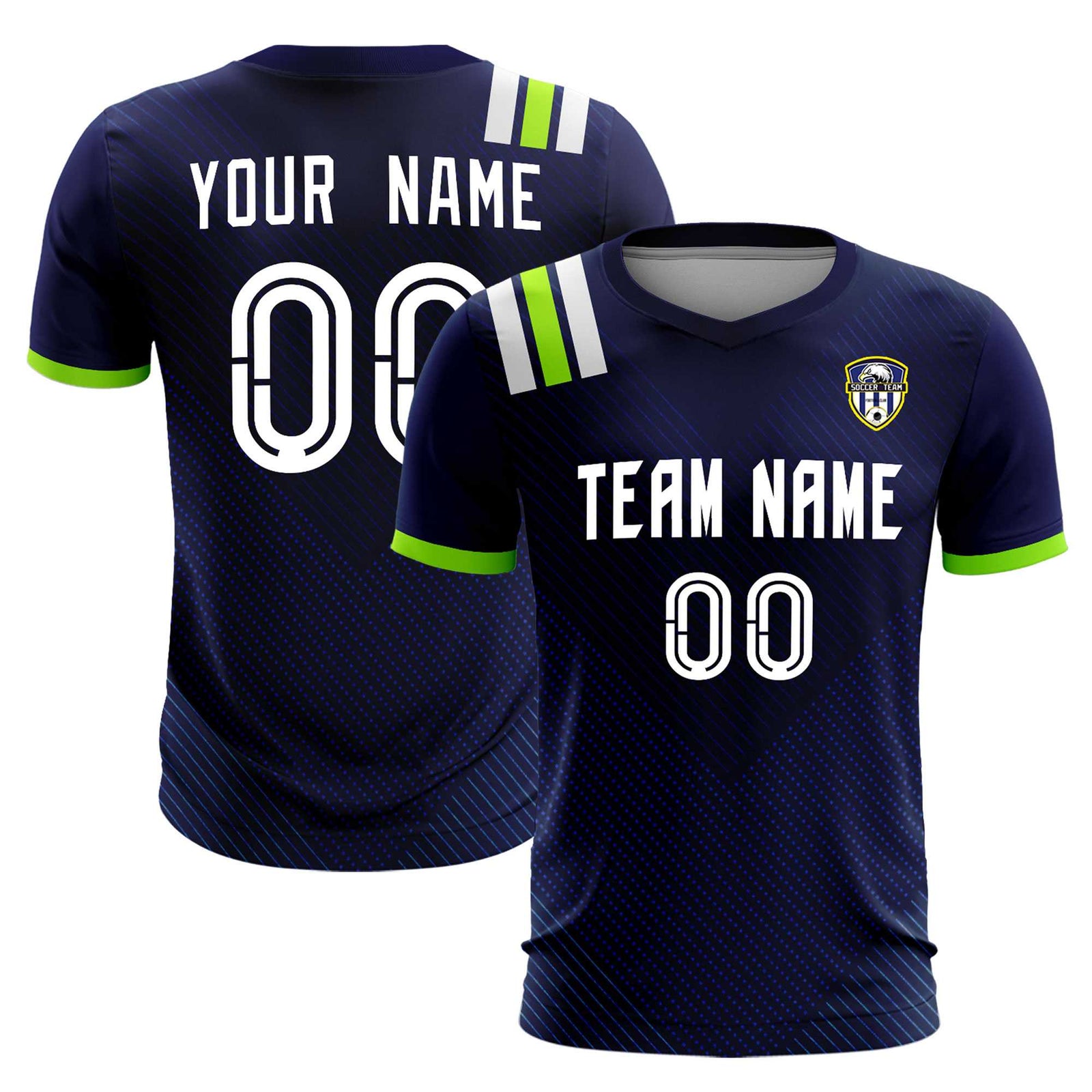 Custom Navy Striped Sportswear Soccer Tops/Sets Jersey For Adults