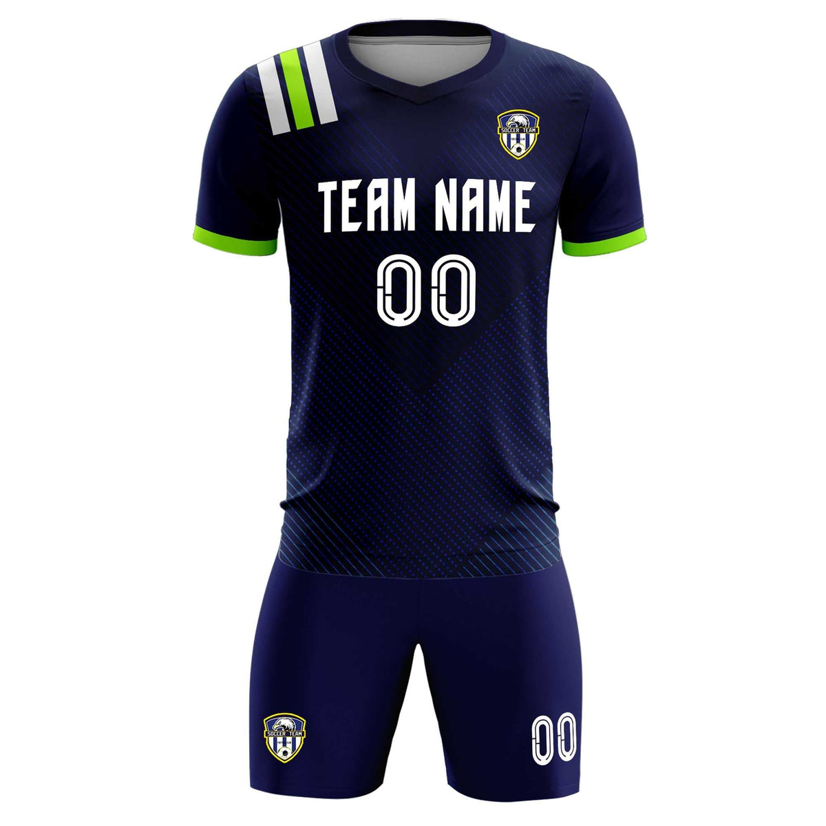 Custom Navy Striped Sportswear Soccer Tops/Sets Jersey For Adults