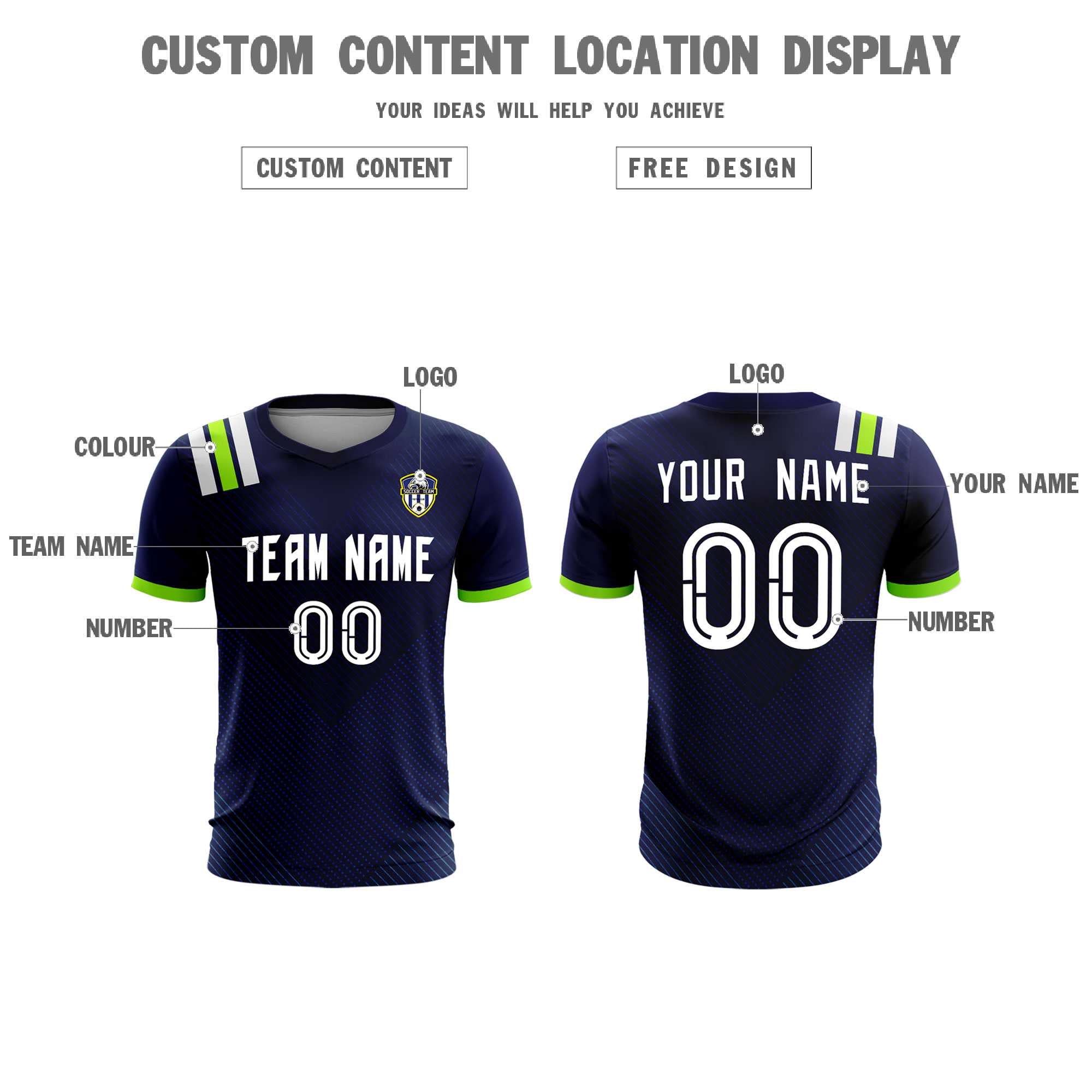 Custom Navy Striped Sportswear Soccer Tops/Sets Jersey For Adults