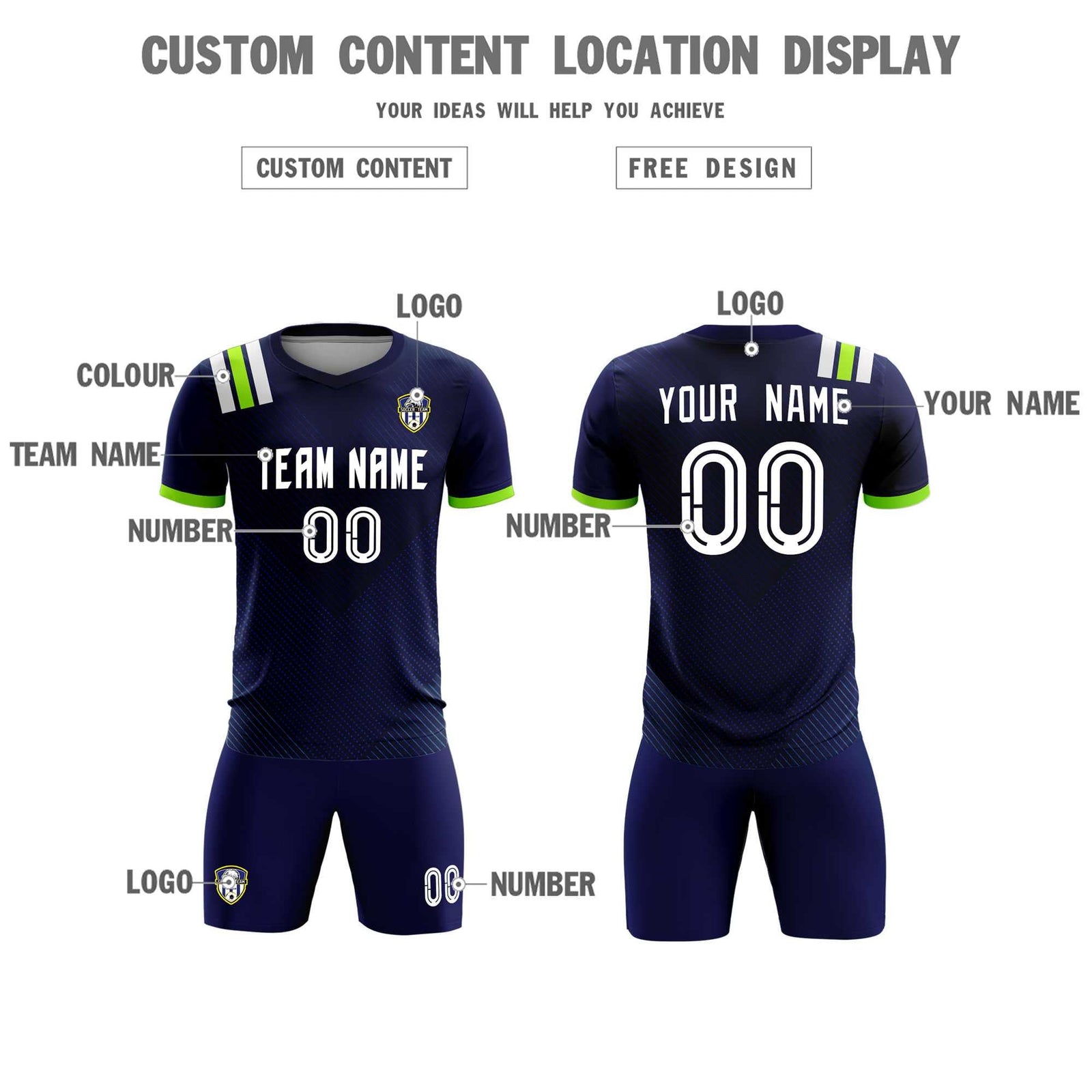 Custom Navy Striped Sportswear Soccer Tops/Sets Jersey For Adults