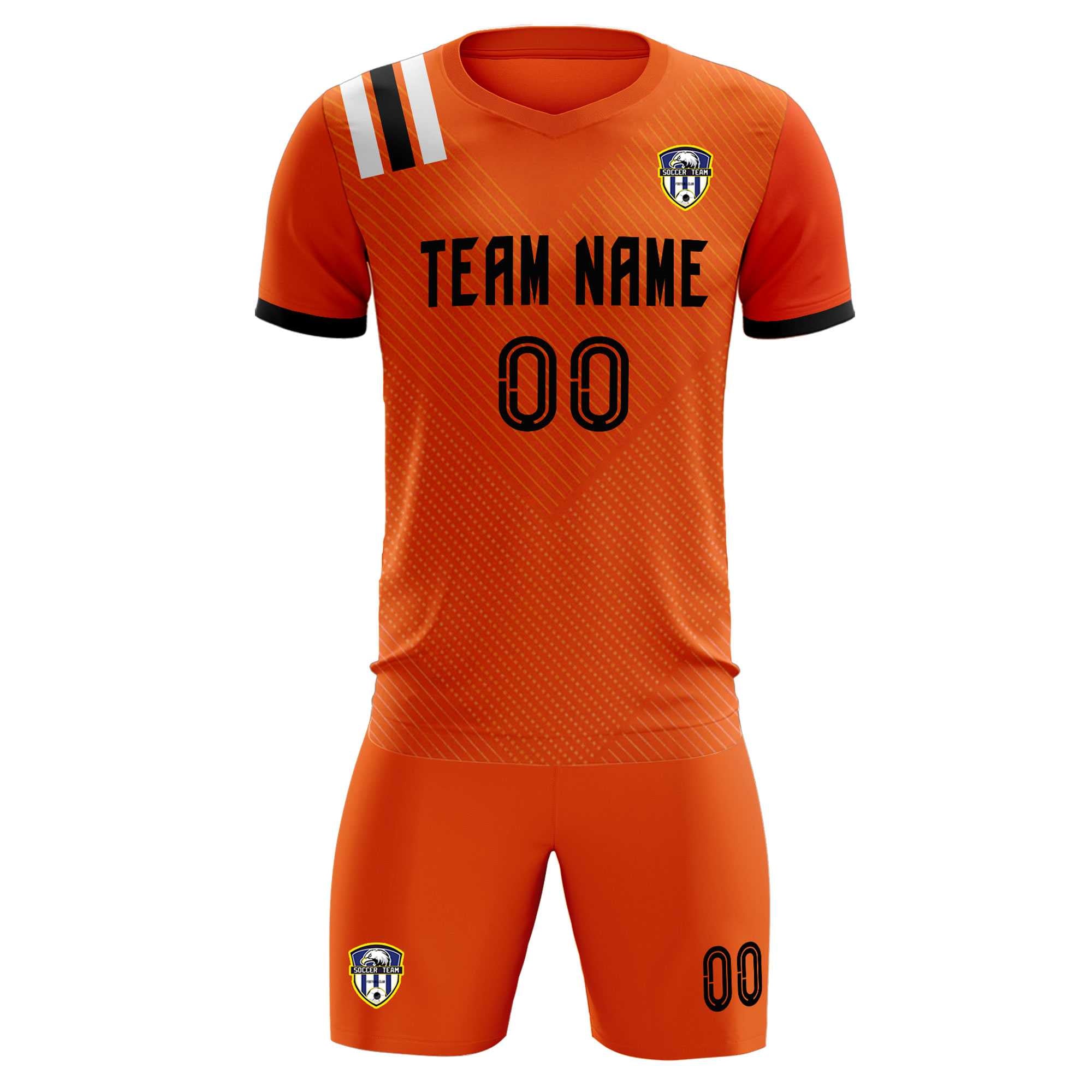 Custom Orange Striped Sportswear Soccer Tops/Sets Jersey For Adults