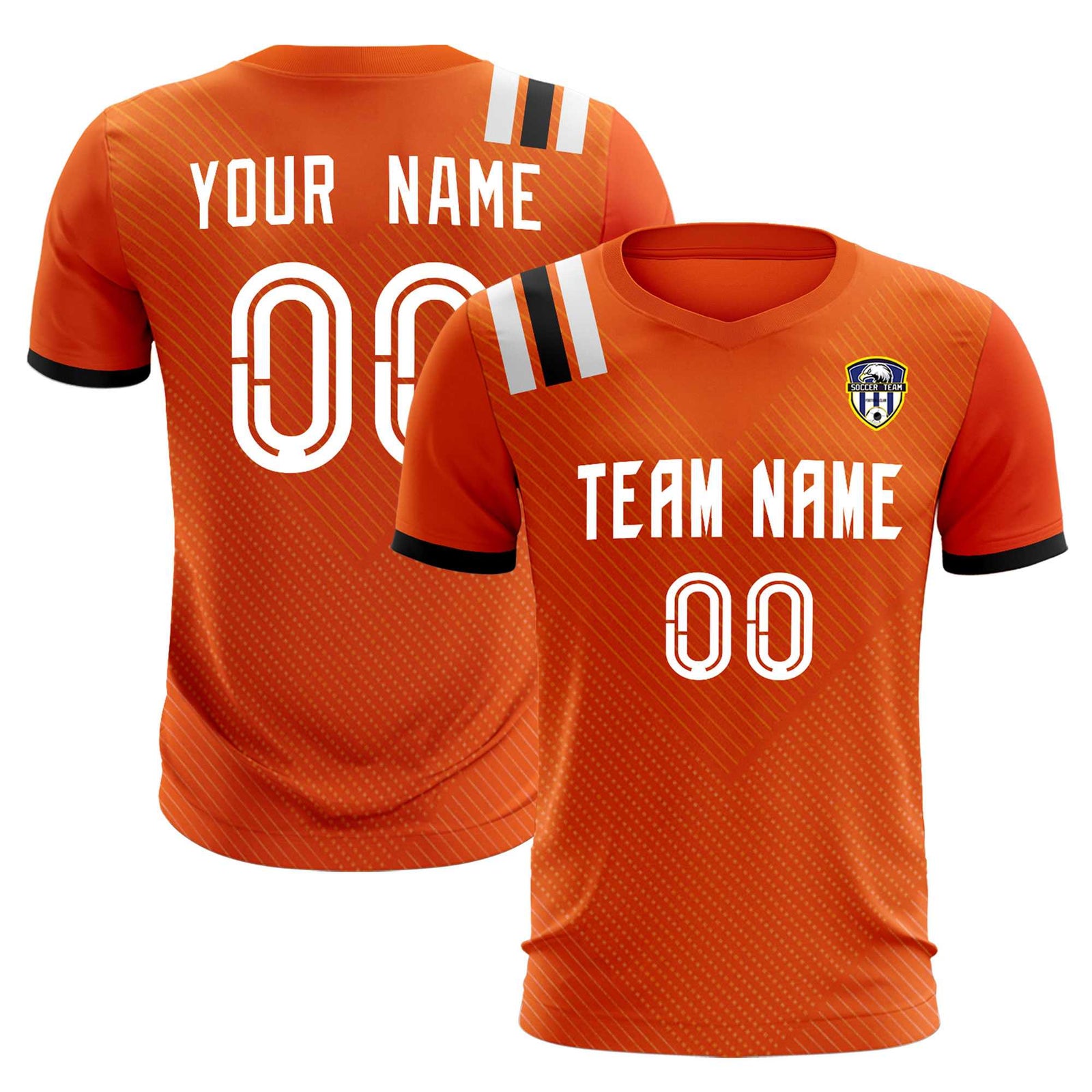 Custom Orange Striped Sportswear Soccer Tops/Sets Jersey For Adults
