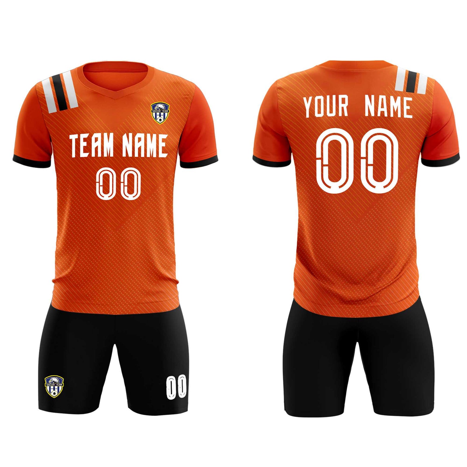 Custom Orange Striped Sportswear Soccer Tops/Sets Jersey For Adults