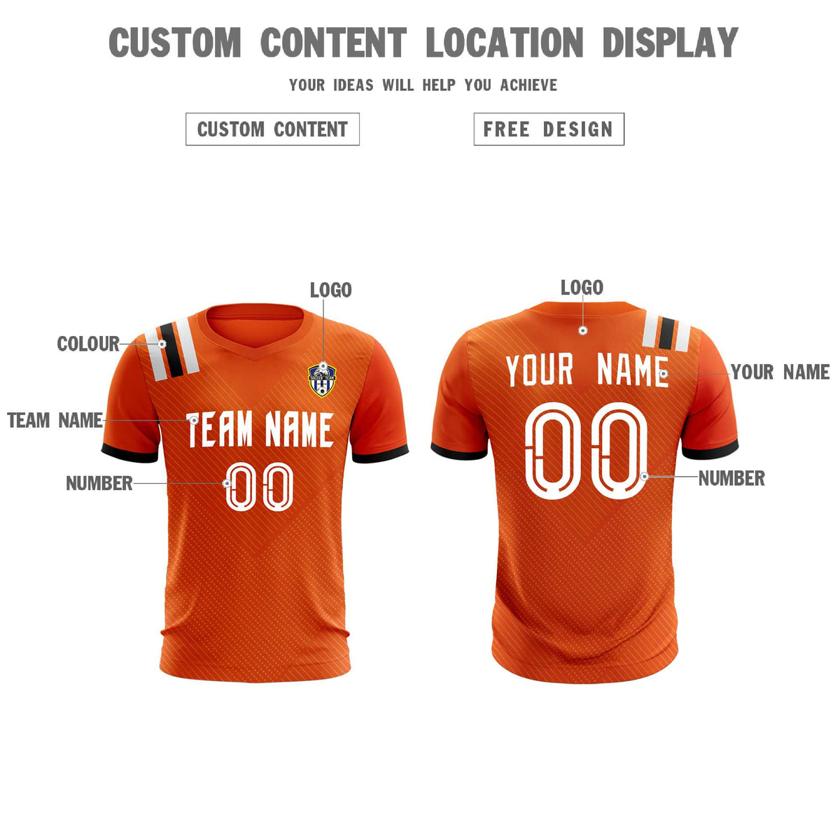 Custom Orange Striped Sportswear Soccer Tops/Sets Jersey For Adults