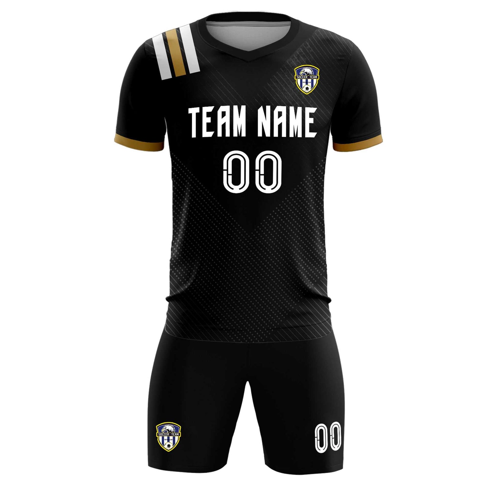 Custom Black Striped Sportswear Soccer Tops/Sets Jersey For Adults