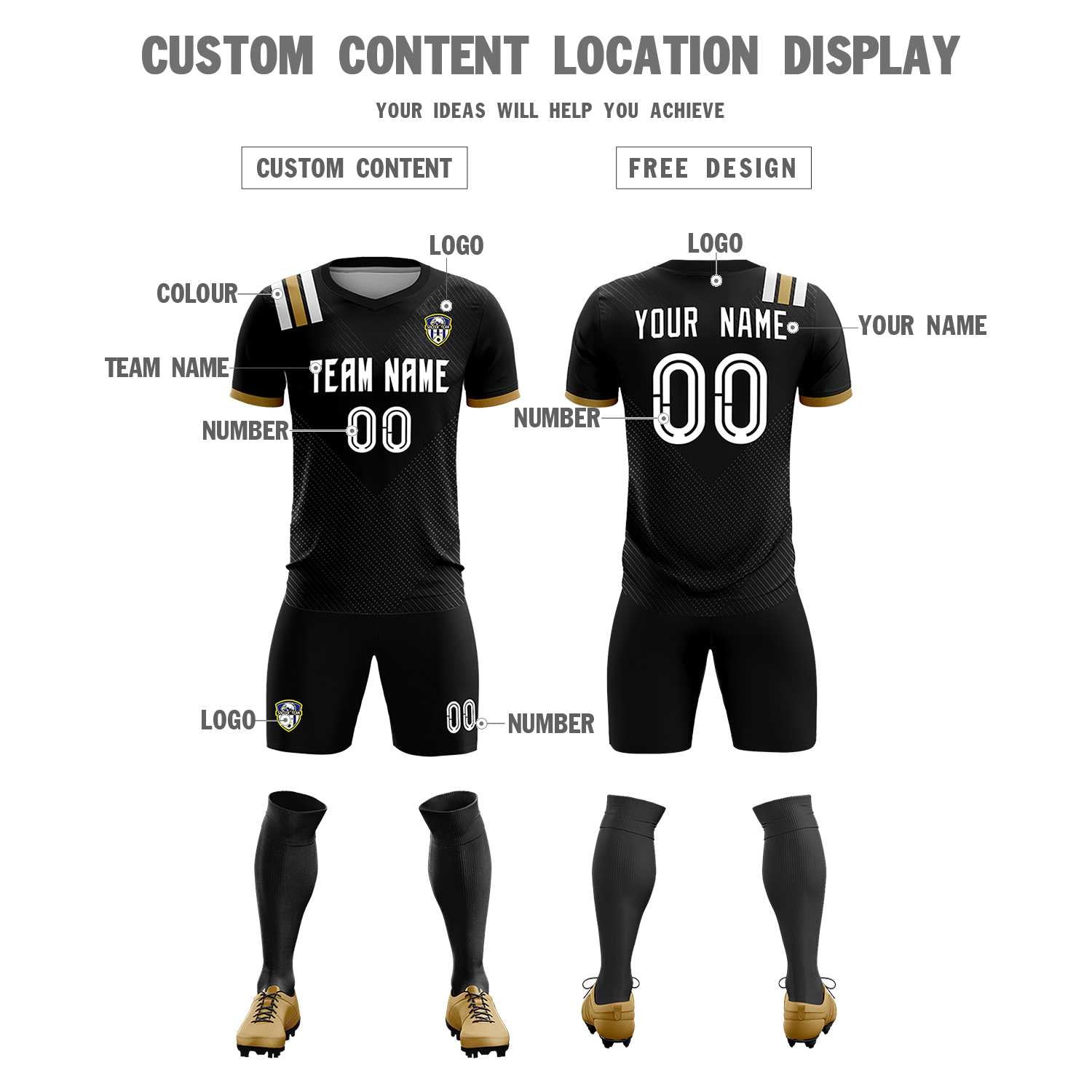Custom Black Striped Sportswear Soccer Tops/Sets Jersey For Adults