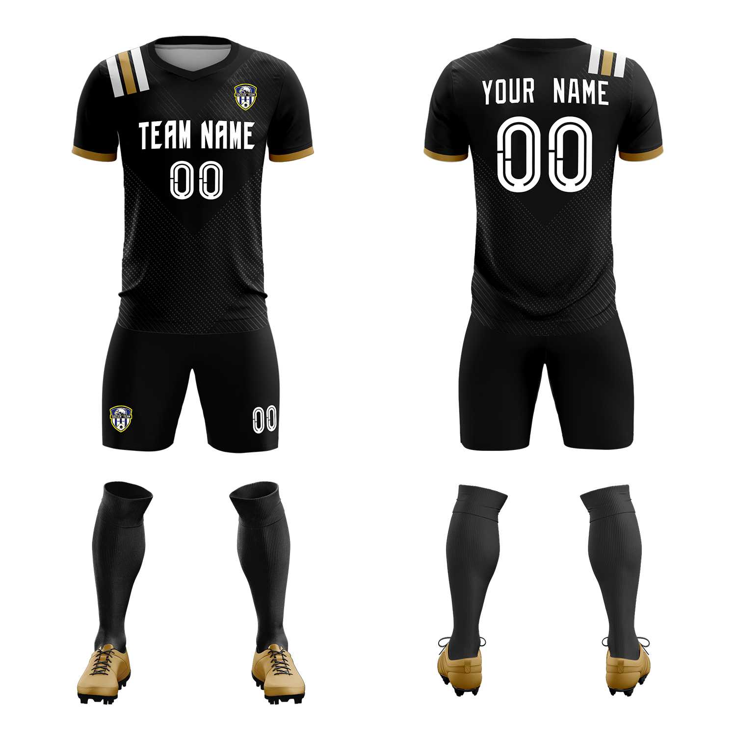 Custom Black Striped Sportswear Soccer Tops/Sets Jersey For Adults