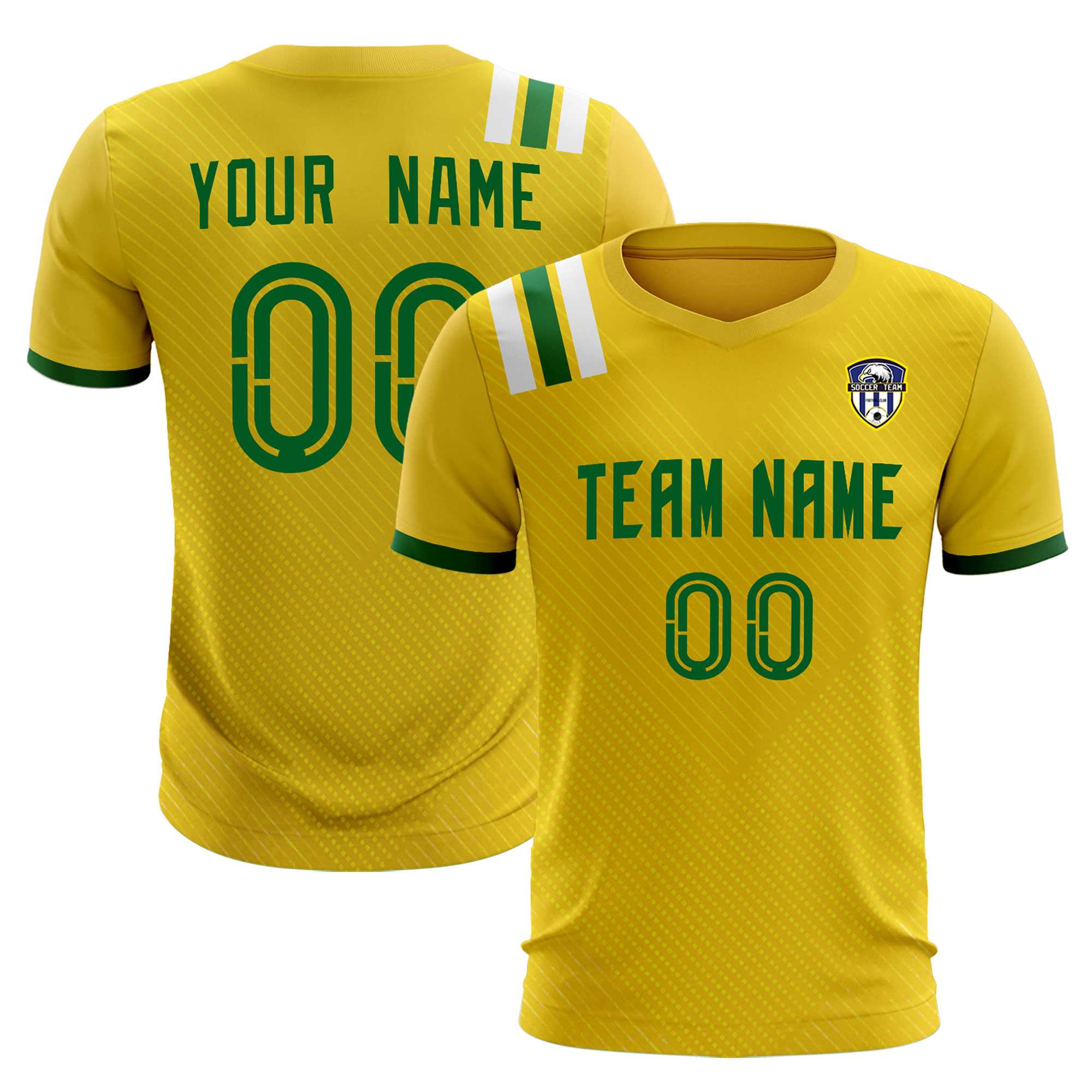 Custom Gold Striped Sportswear Soccer Tops/Sets Jersey For Adults