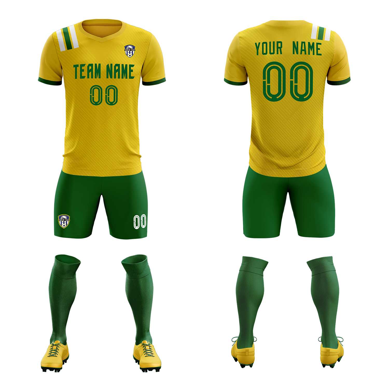 Custom Gold Striped Sportswear Soccer Tops/Sets Jersey For Adults