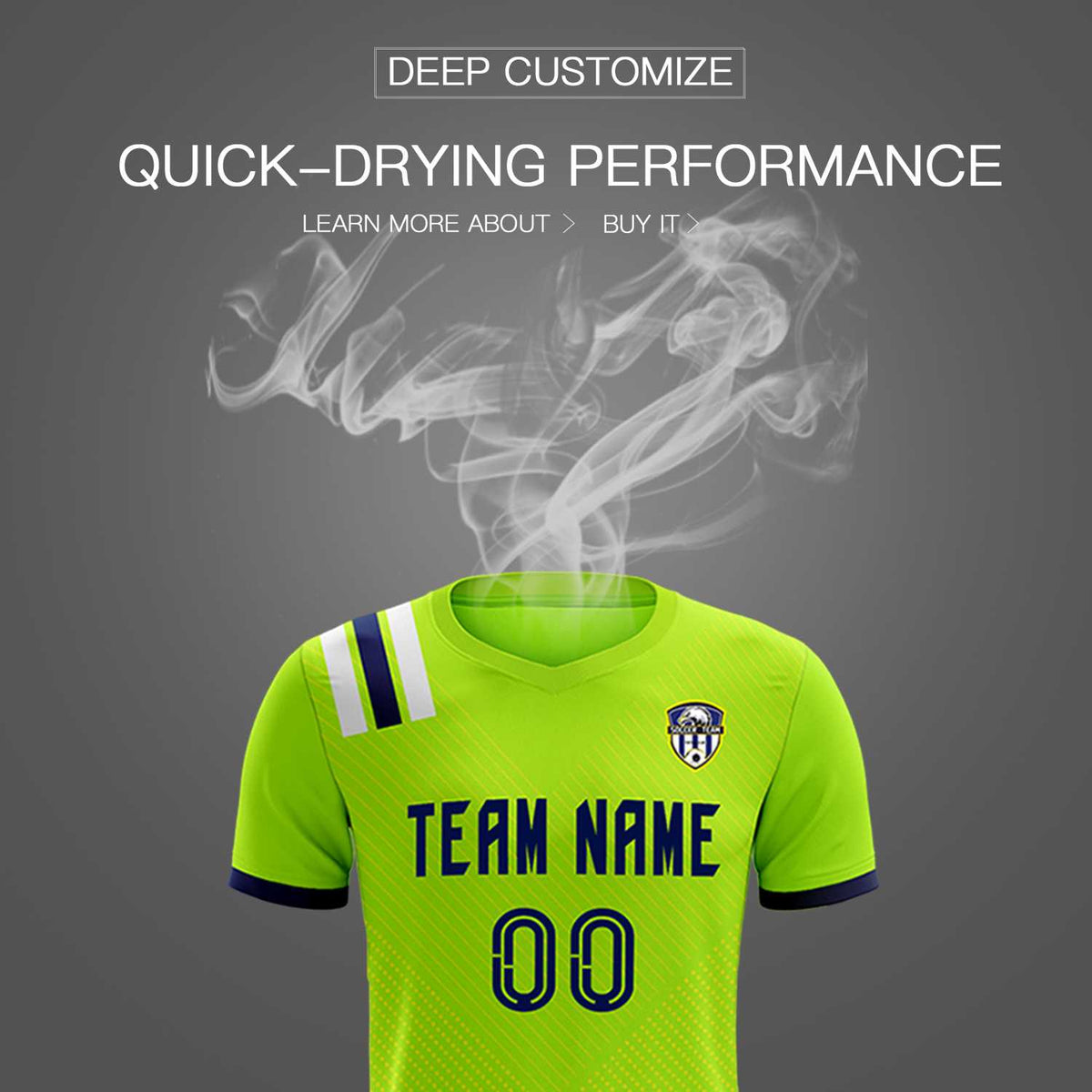 Custom Neon Green Striped Sportswear Soccer Tops/Sets Jersey For Adults