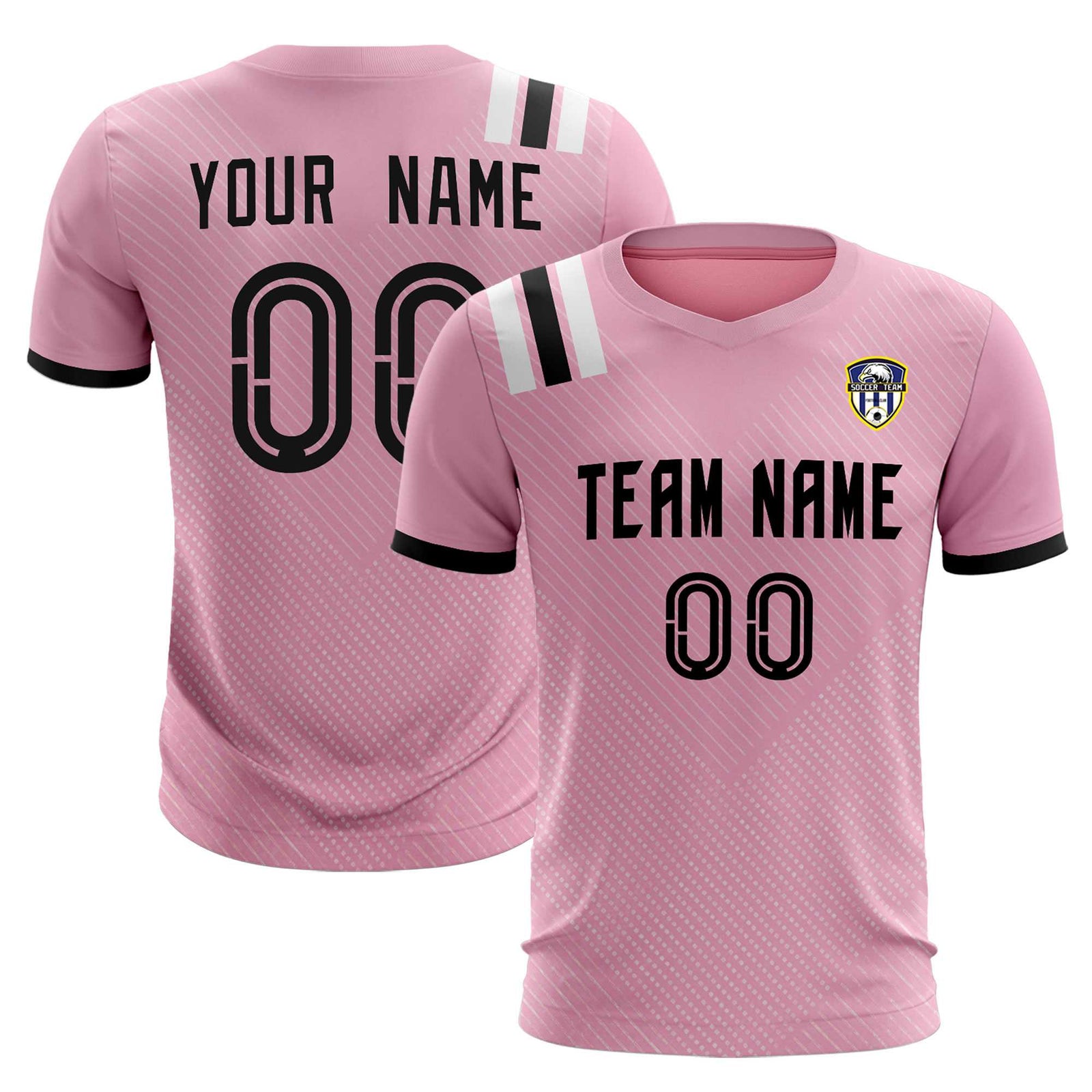Custom Pink Striped Sportswear Soccer Tops/Sets Jersey For Adults