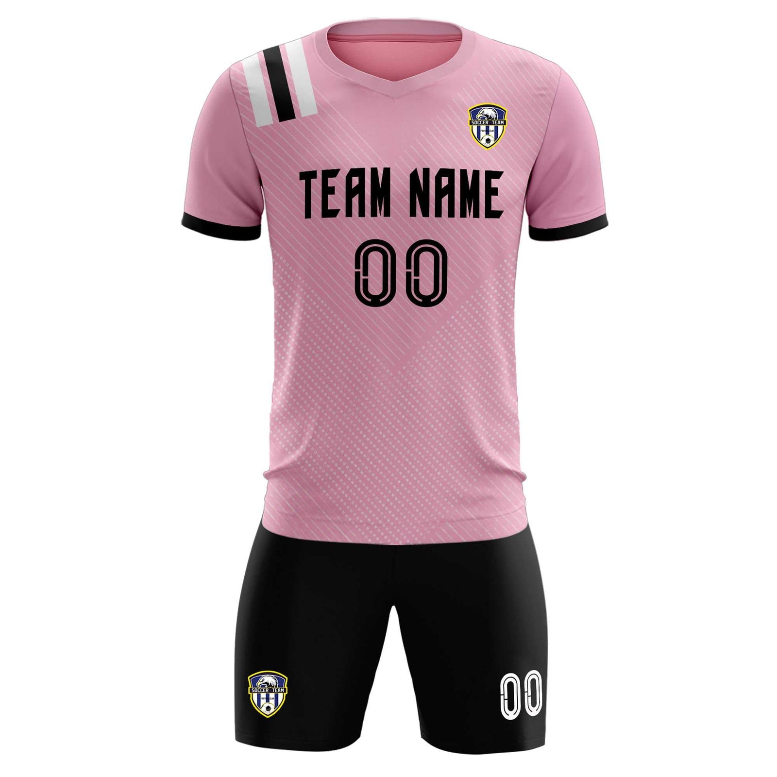 Custom Pink Striped Sportswear Soccer Tops/Sets Jersey For Adults