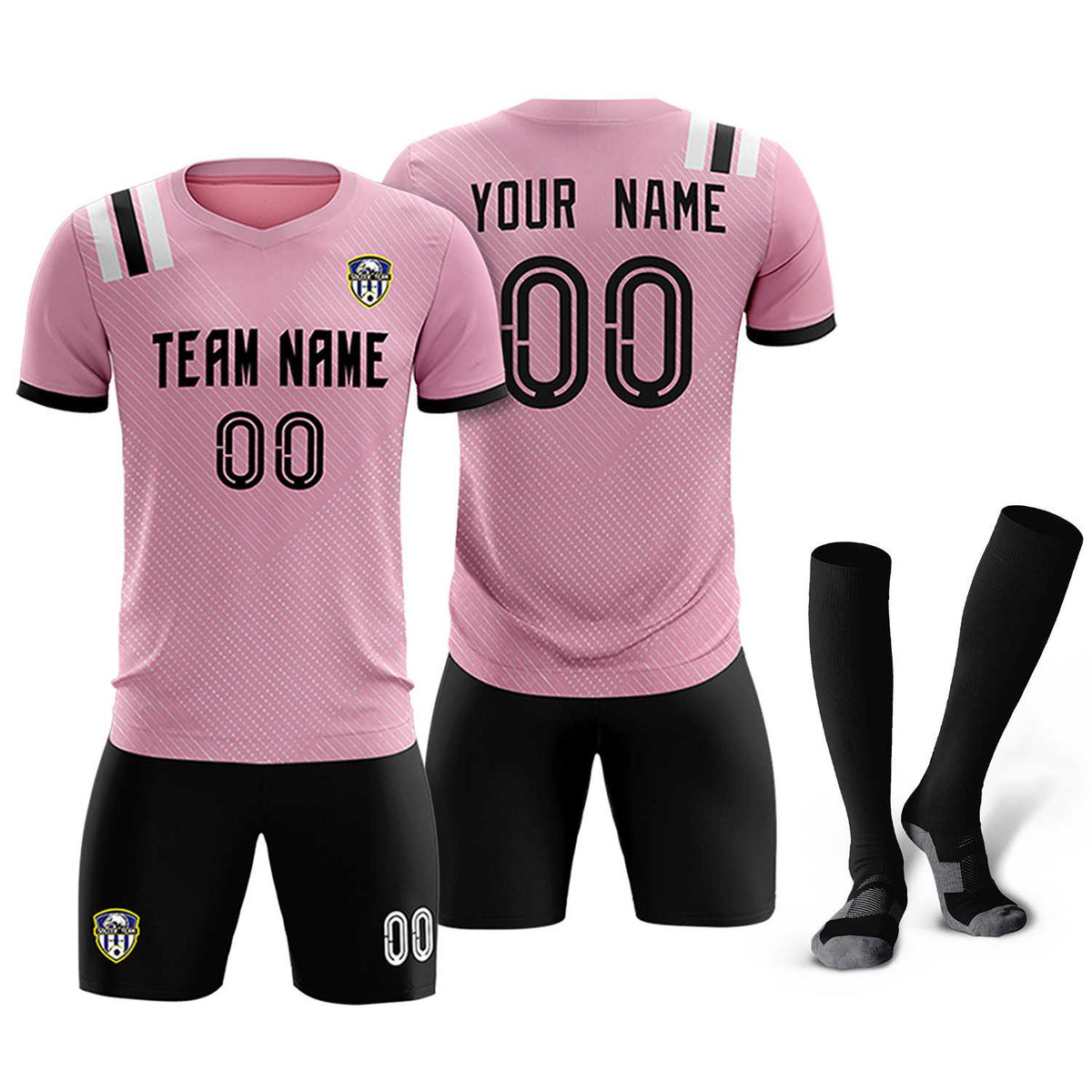 Custom Pink Striped Sportswear Soccer Tops/Sets Jersey For Adults