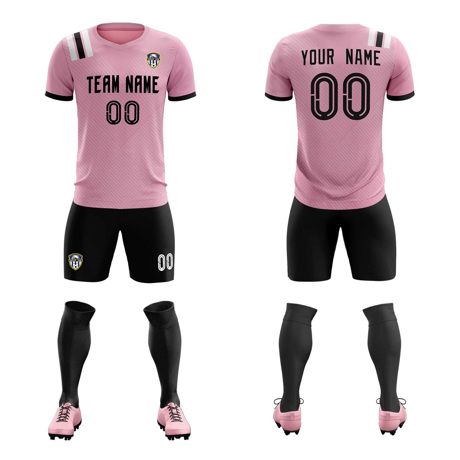 Custom Pink Striped Sportswear Soccer Tops/Sets Jersey For Adults