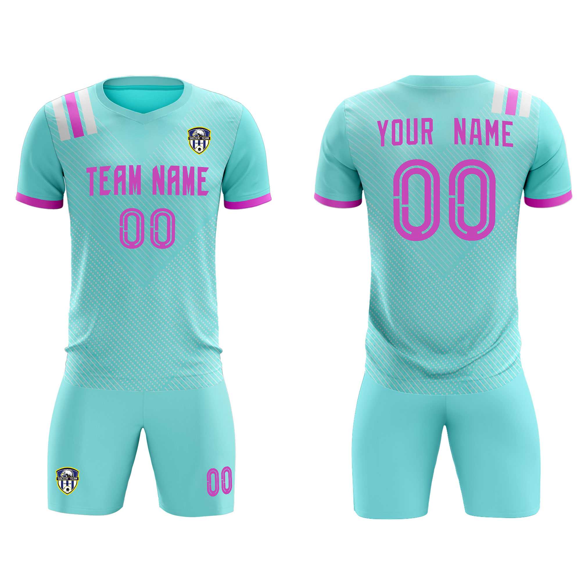 Custom Light Blue Striped Sportswear Soccer Tops/Sets Jersey For Adults