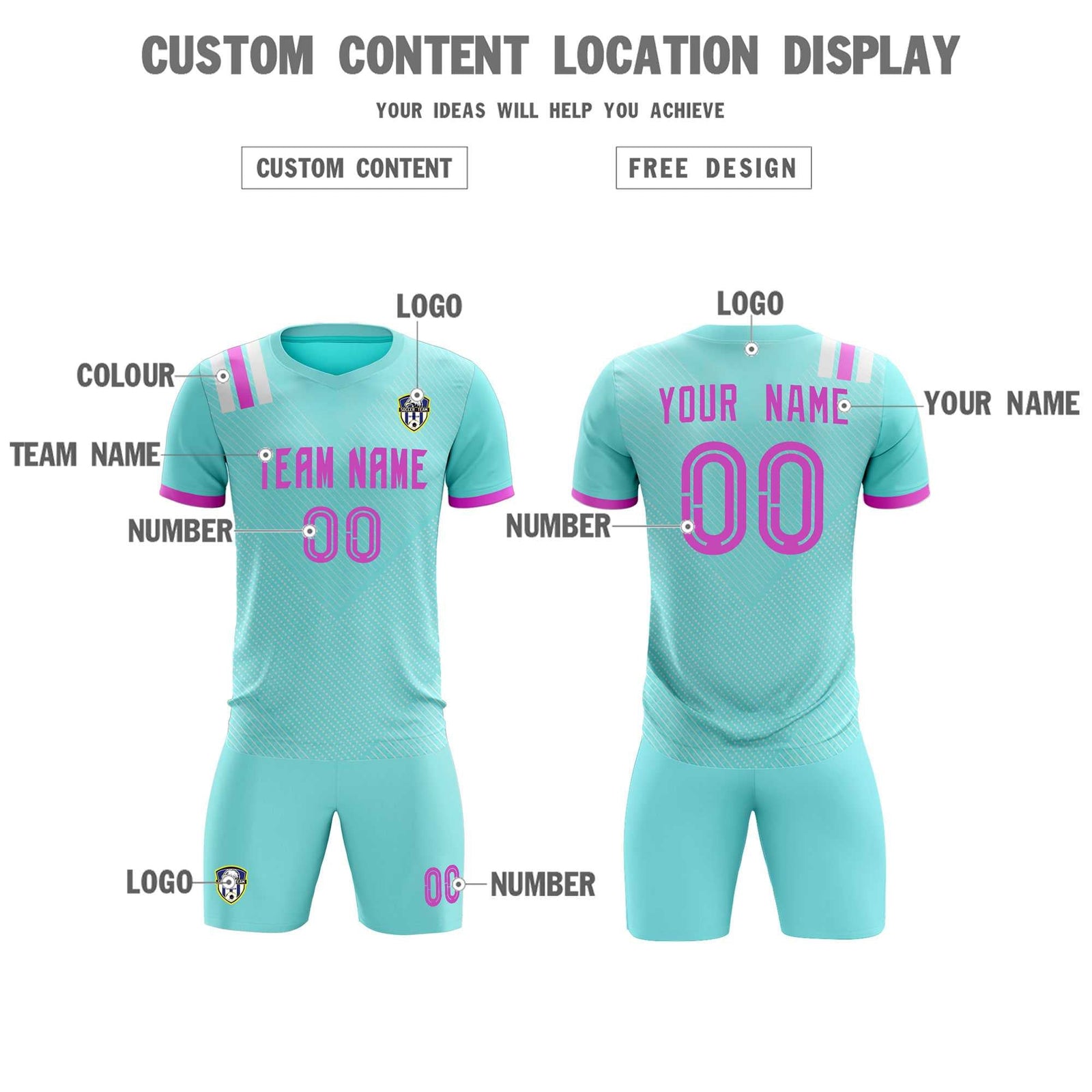 Custom Light Blue Striped Sportswear Soccer Tops/Sets Jersey For Adults