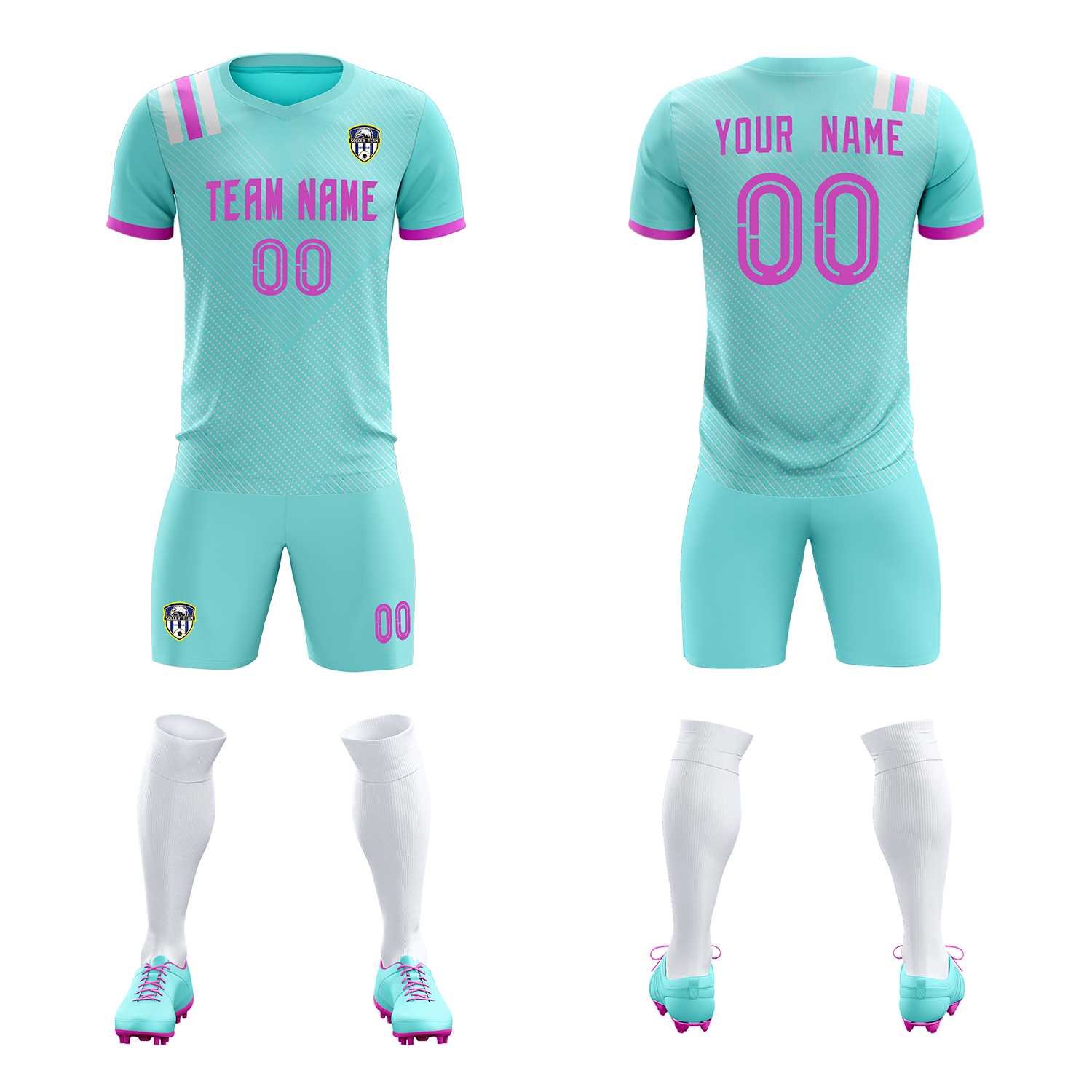 Custom Light Blue Striped Sportswear Soccer Tops/Sets Jersey For Adults