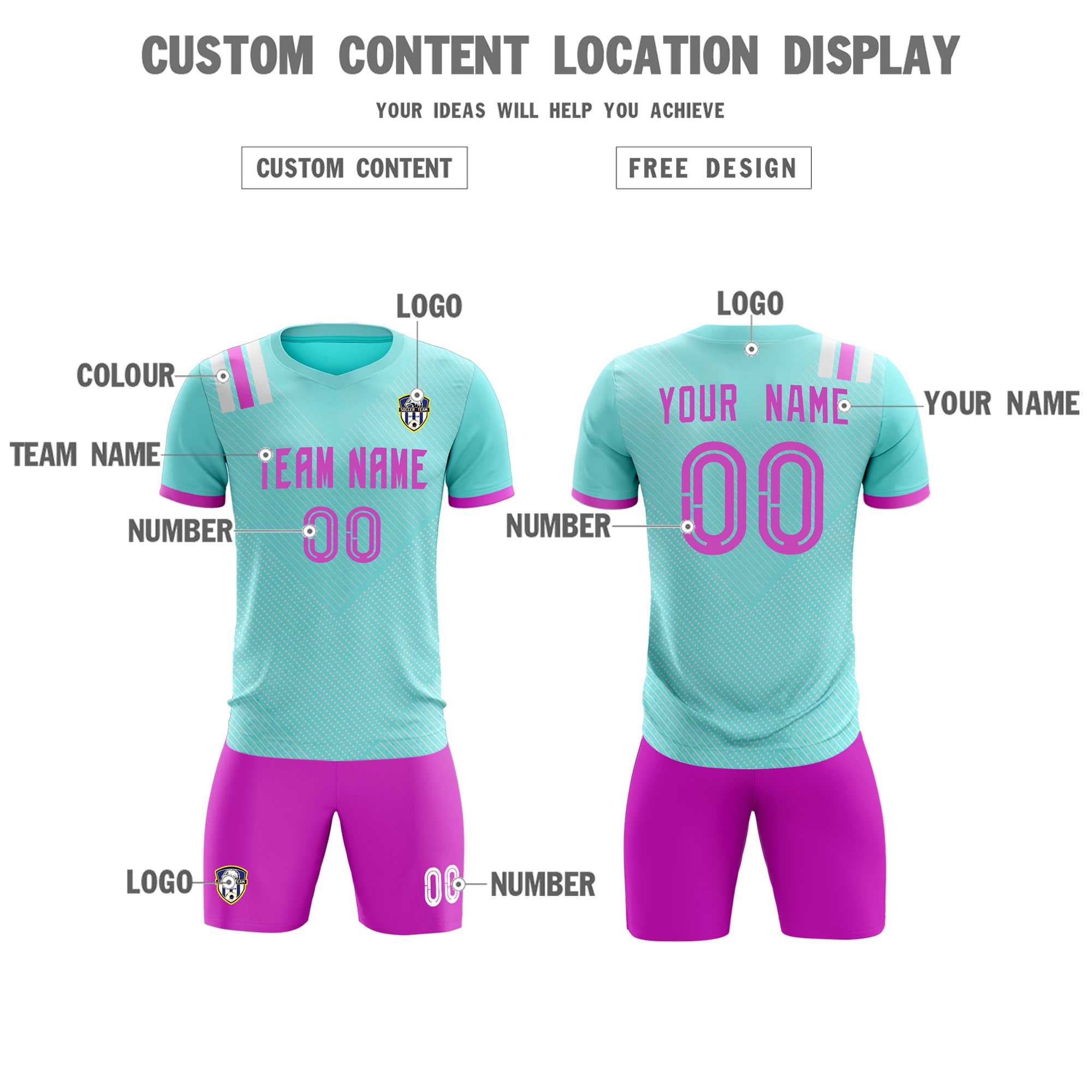 Custom Light Blue Striped Sportswear Soccer Tops/Sets Jersey For Adults