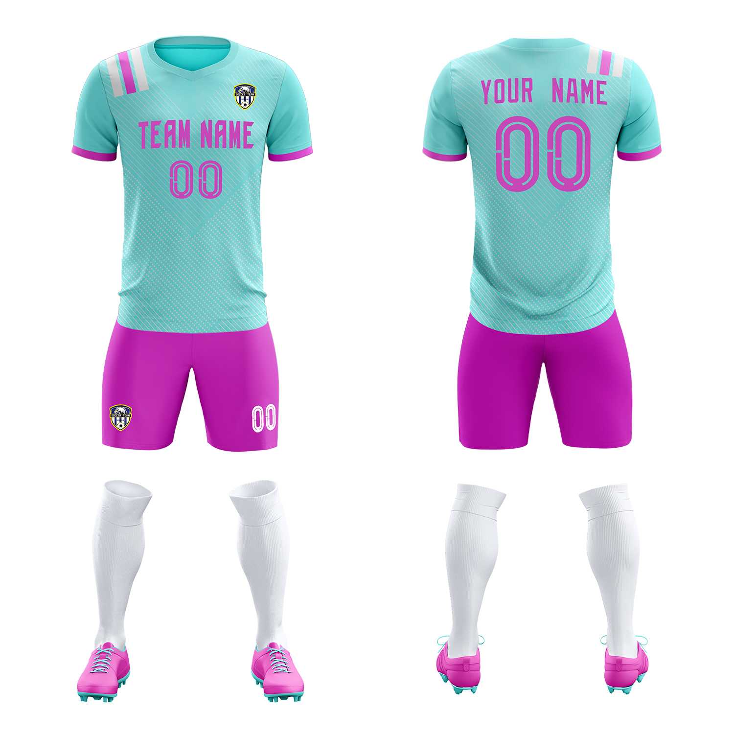 Custom Light Blue Striped Sportswear Soccer Tops/Sets Jersey For Adults