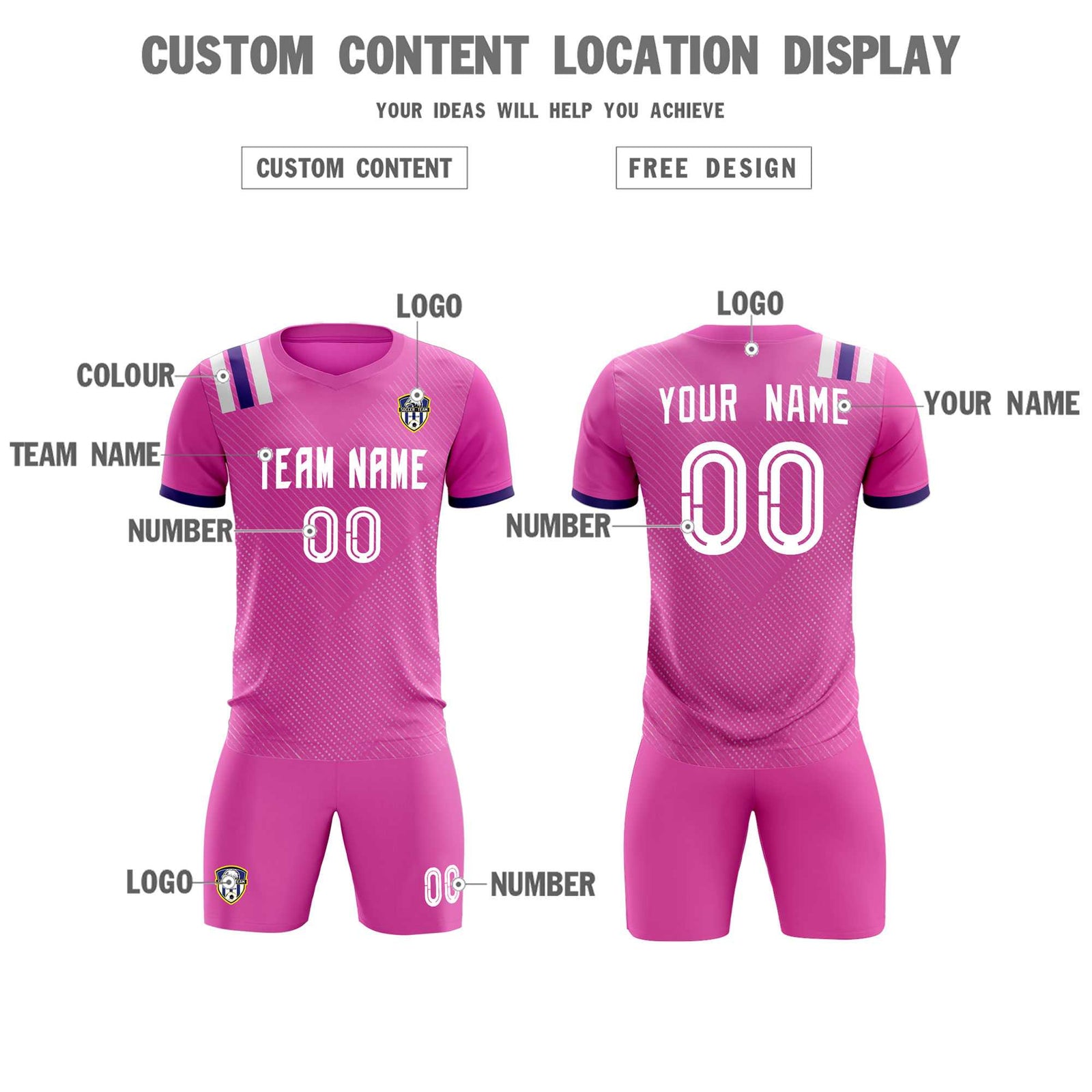 Custom Light Red Striped Sportswear Soccer Tops/Sets Jersey For Adults