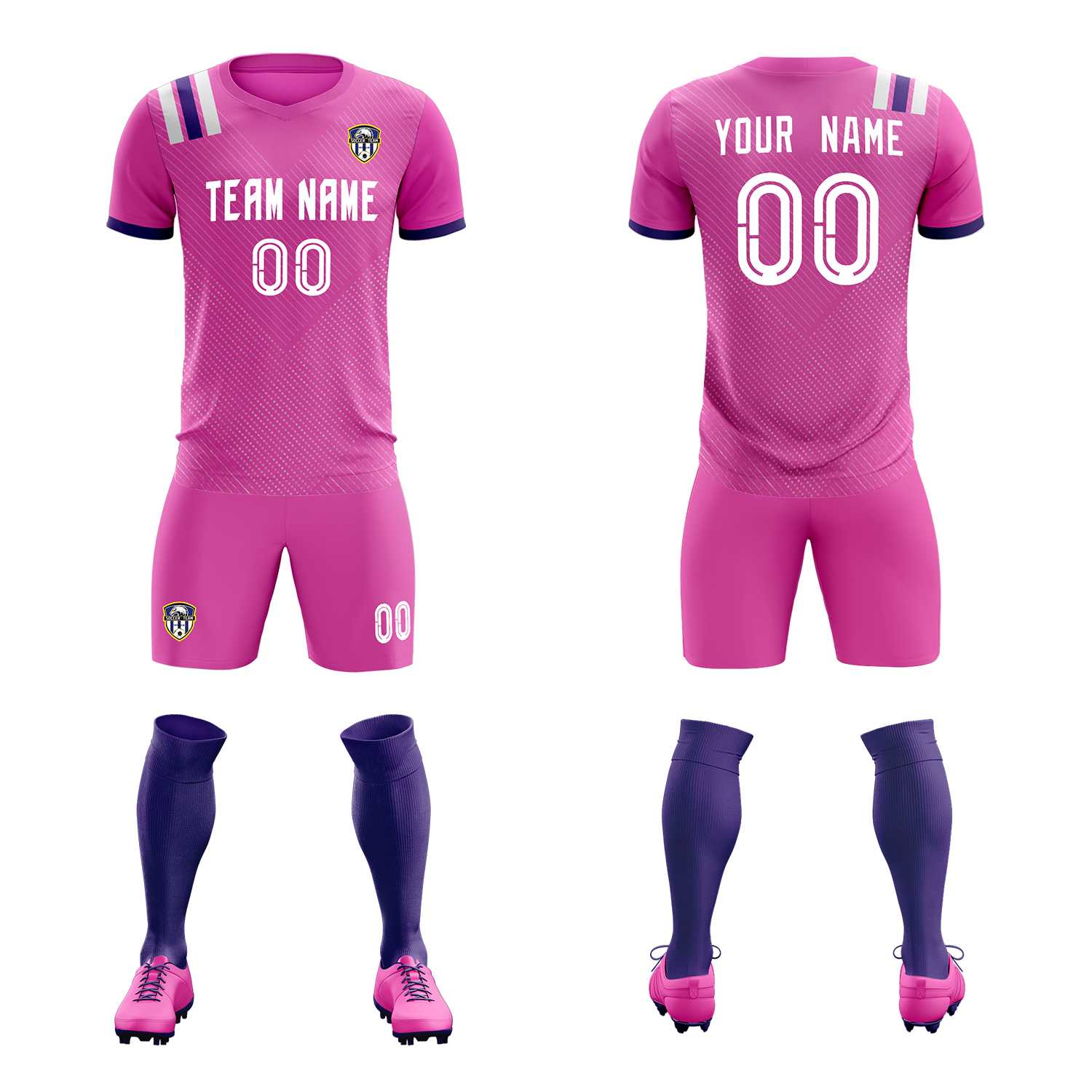 Custom Light Red Striped Sportswear Soccer Tops/Sets Jersey For Adults