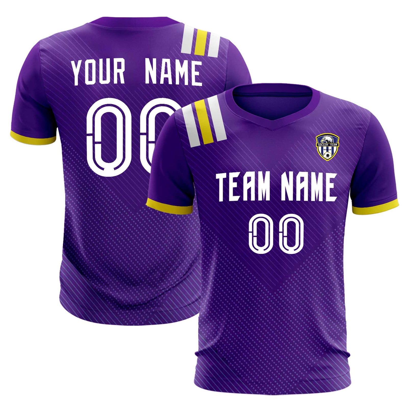 Custom Purple Striped Sportswear Soccer Tops/Sets Jersey For Adults