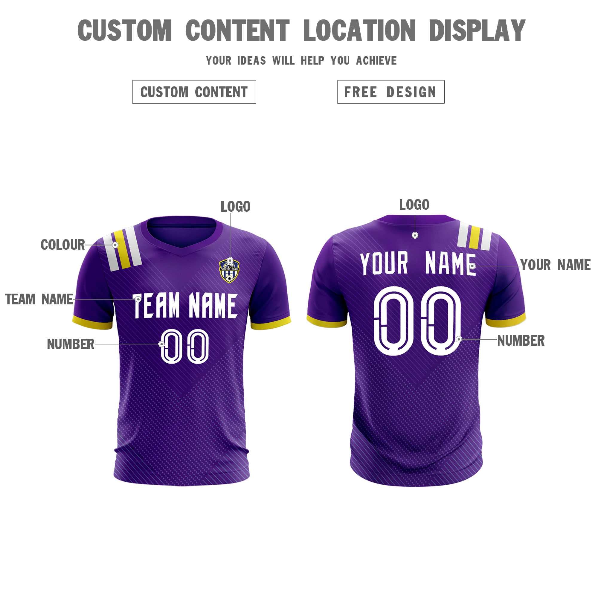 Custom Purple Striped Sportswear Soccer Tops/Sets Jersey For Adults