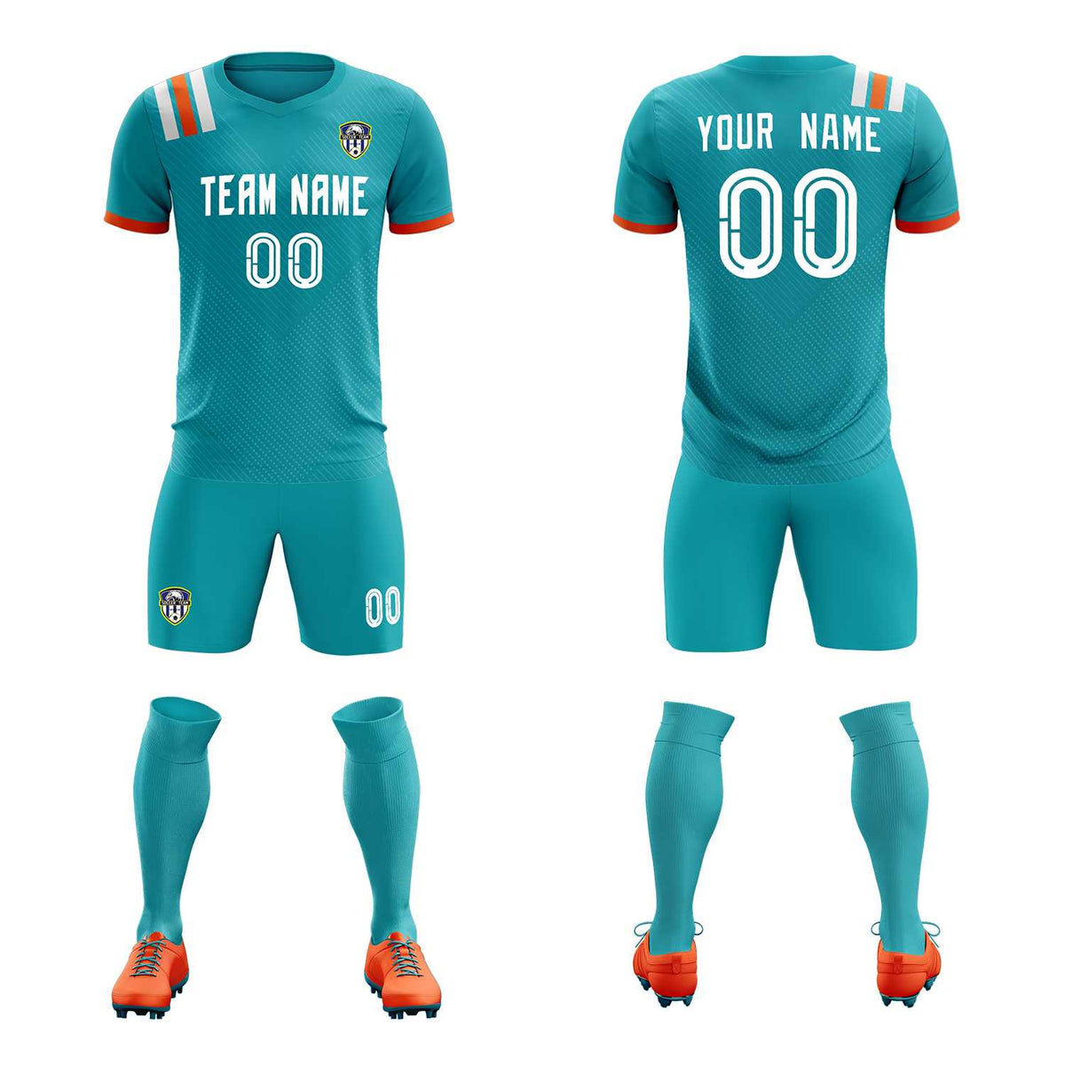 Custom Aqua Striped Sportswear Soccer Tops/Sets Jersey For Adults