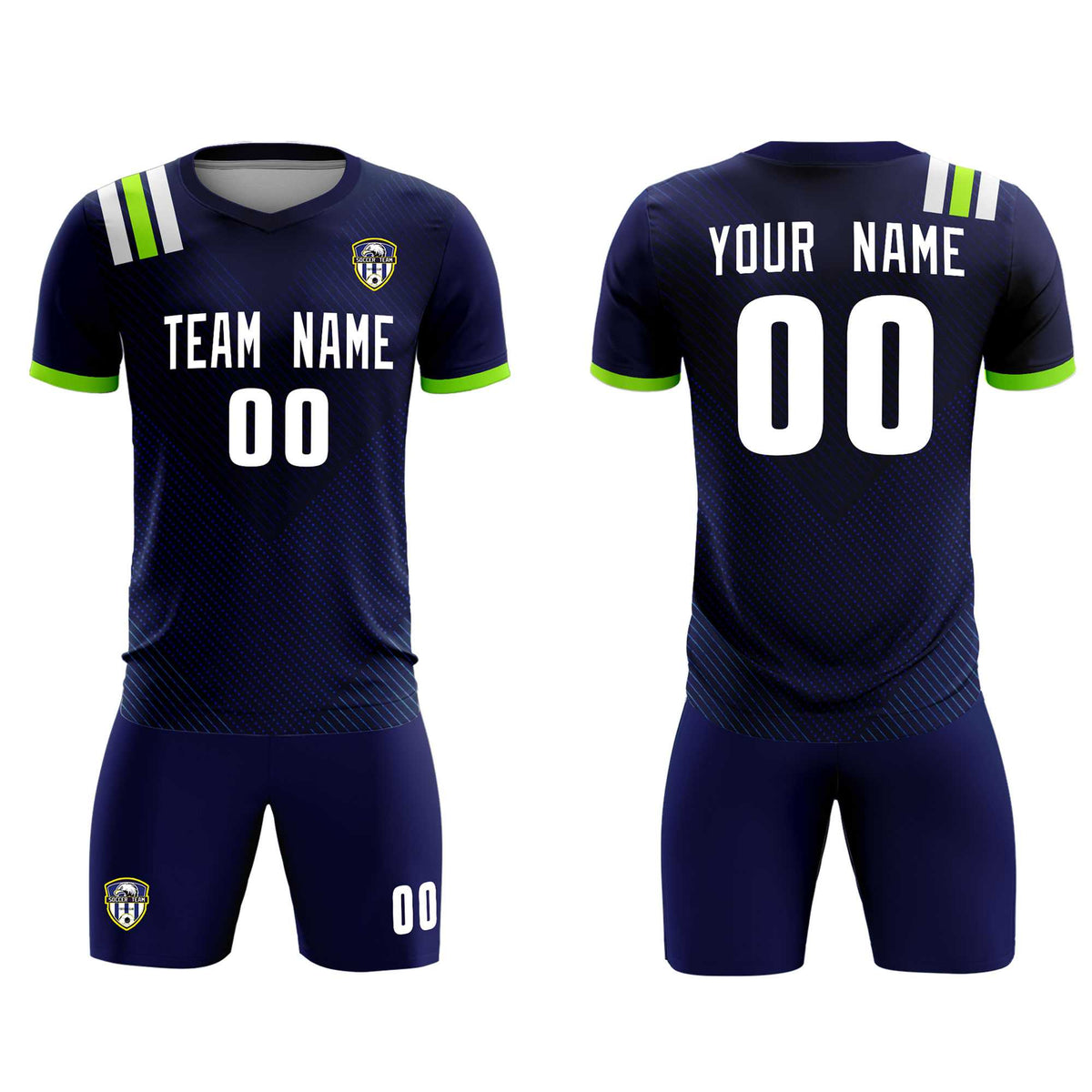 Custom Navy Striped Sportswear Soccer Tops/Sets Jersey For Adults
