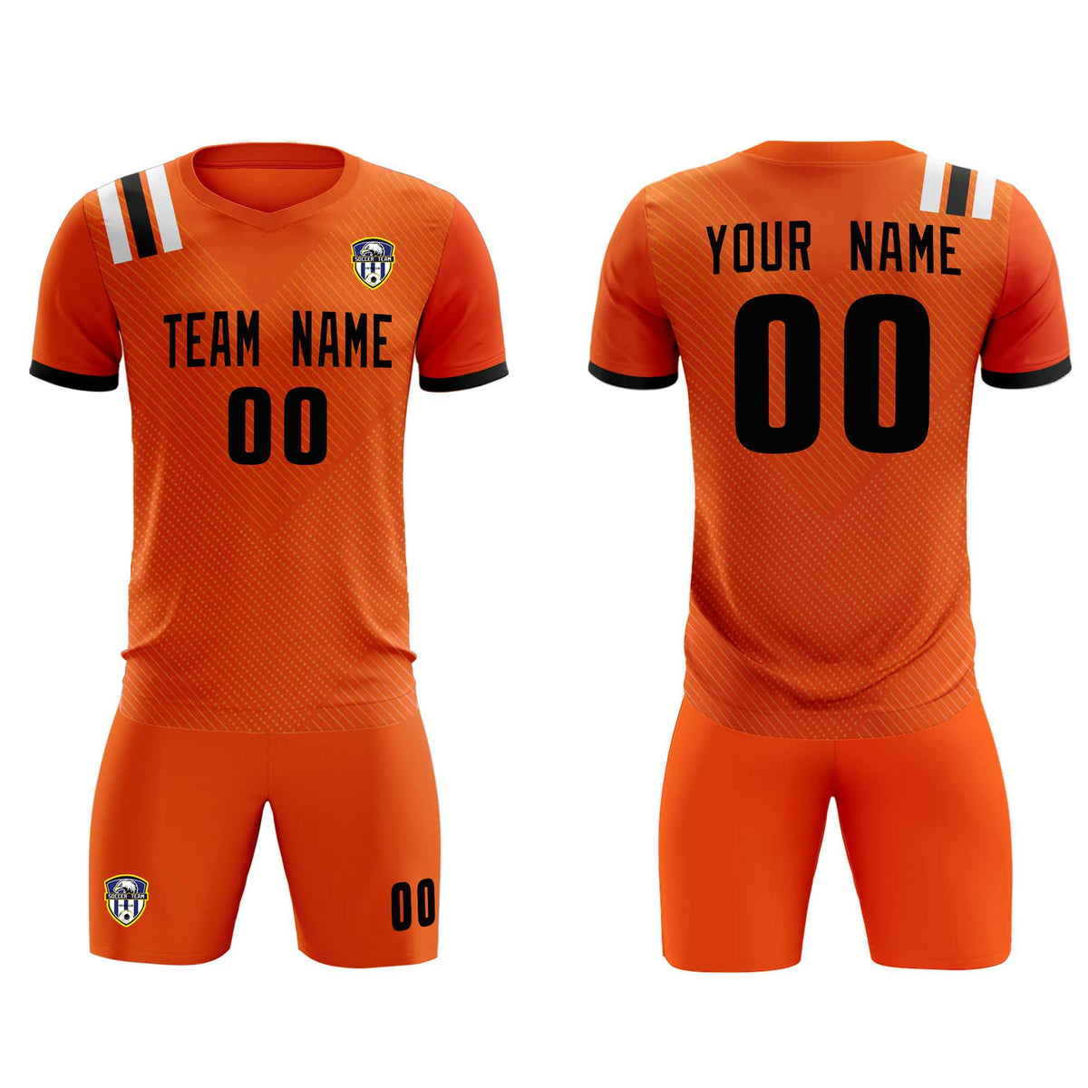 Custom Orange Striped Sportswear Soccer Tops/Sets Jersey For Adults