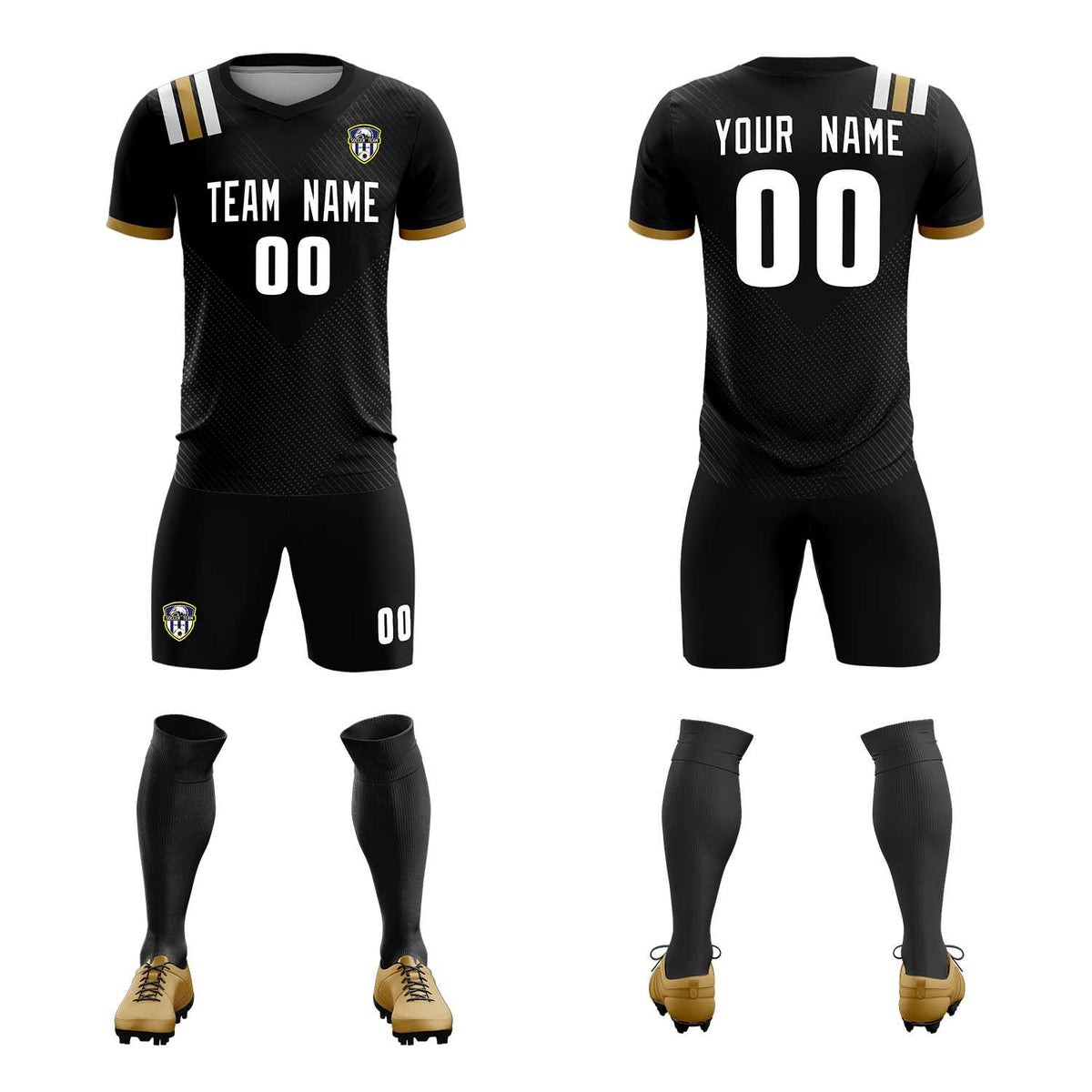 Custom Black Striped Sportswear Soccer Tops/Sets Jersey For Adults